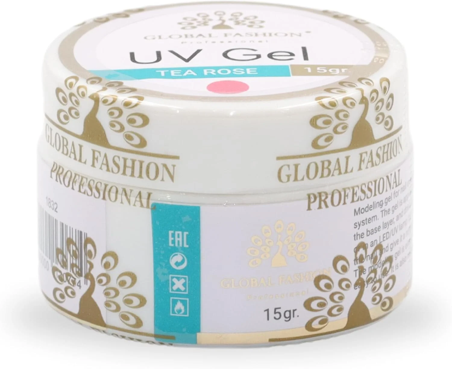 ژل یو وی حرفه ای گلوبال فشن برای کاشت ناخن | (Tea Rose 15g)