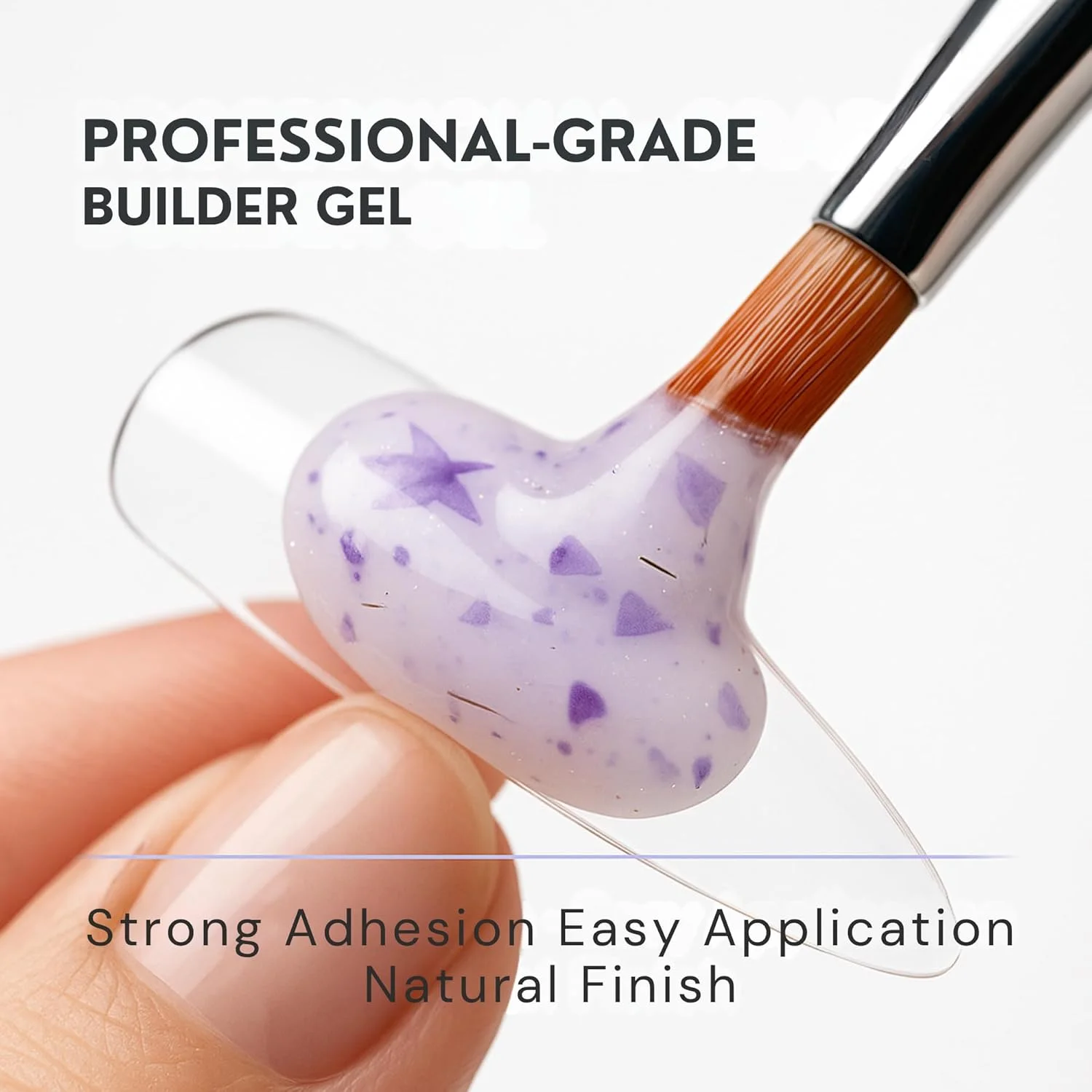 ژل بیلدر گل 8 میلی لیتر - دارای گلبرگ های خشک شده طبیعی، ژل بیلدر سخت خود تراز شونده برای ناخن، چسبندگی قوی، بدون زرد شدن، پخت UV/LED، پوشش براق، فرمولاسیون بدون HEMA، وگان و بدون تست حیوانی (03)