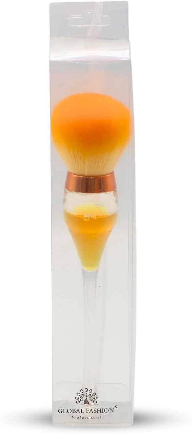 برس گردگیری ناخن حرفه ای وگان گلوبال فشن - طرح جام شراب - زدودن آسان گرد و غبار اکریلیک، اکلیل و پودر های دیپ | موهای نرم | ابزار مانیکور بدون آزار حیوانات | تمیز کردن آسان | زرد