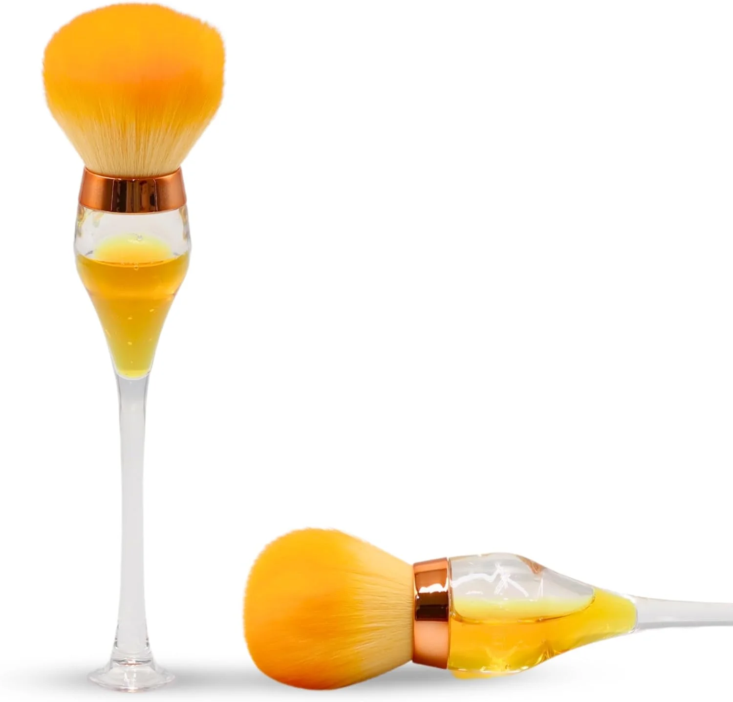 برس گردگیری ناخن حرفه ای وگان گلوبال فشن - طرح جام شراب - زدودن آسان گرد و غبار اکریلیک، اکلیل و پودر های دیپ | موهای نرم | ابزار مانیکور بدون آزار حیوانات | تمیز کردن آسان | زرد