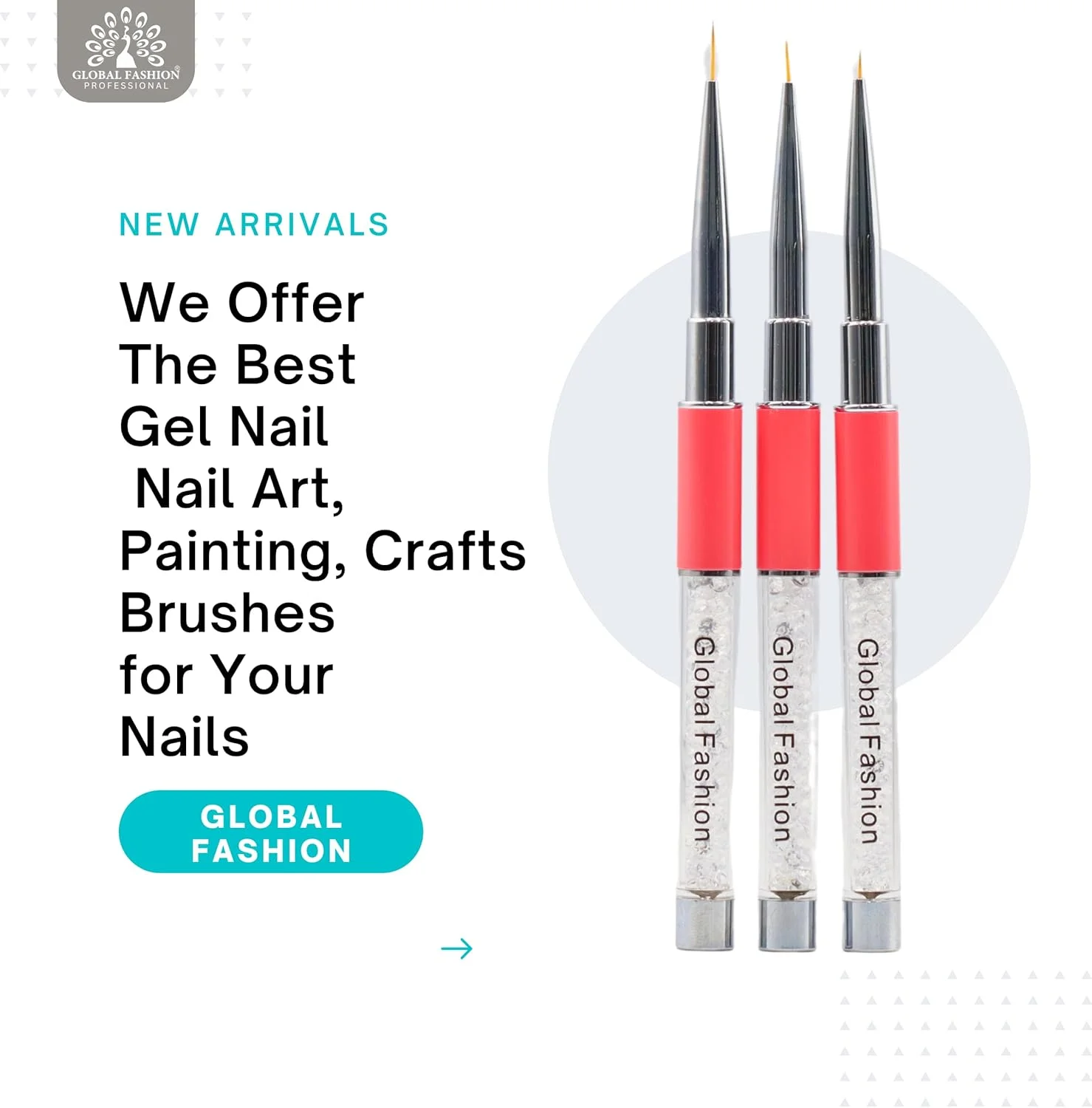 ست قلم موی طراحی حرفه ای و شیک گلوبال فشن (3 سایز) - شفاف