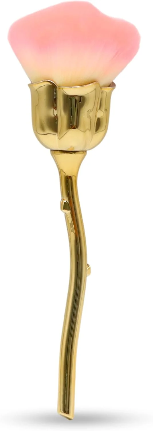 برس گردگیری پودر طراحی ناخن گلوبال فشن - موهای نرم برای پودرهای اکریلیک، اکلیل ها و دیپ - ابزار مانیکور - استفاده خانگی و سالنی | طلایی نارنجی، برس رز