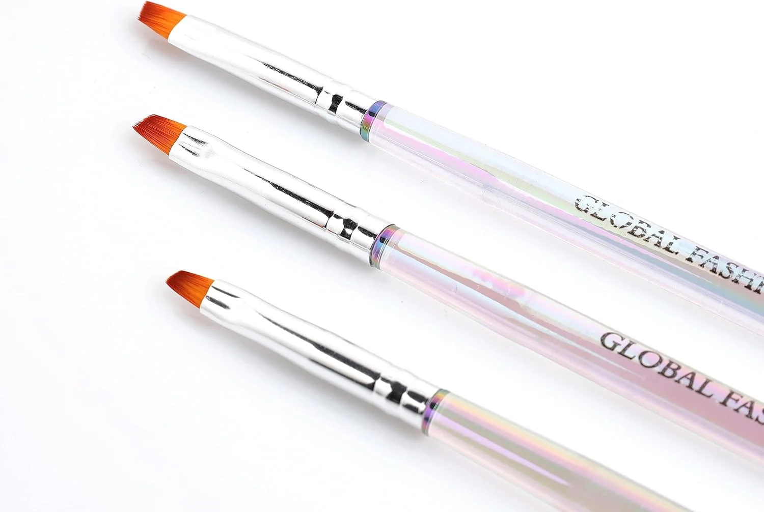 مجموعه قلم موی تخت مصنوعی ژل ناخن حرفه ای گلوبال فشن شماره 4، 6، 8 - ایده آل برای مبتدیان و هنرمندان ناخن (مجموعه)