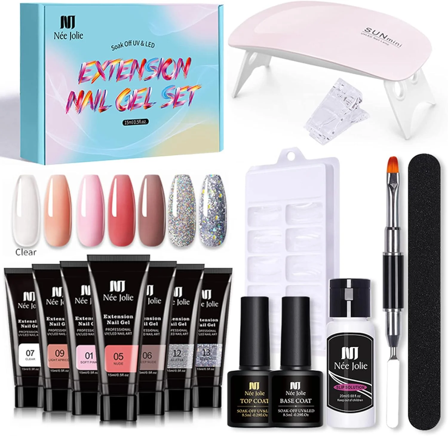 ست چسب اکستنشن ناخن Irovami، ژل تقویت کننده ناخن، ژل اکستنشن ناخن، لاک پایه، لاک رویی، همراه با برس ناخن، سوهان ناخن، گیره ناخن و ابزار مانیکور