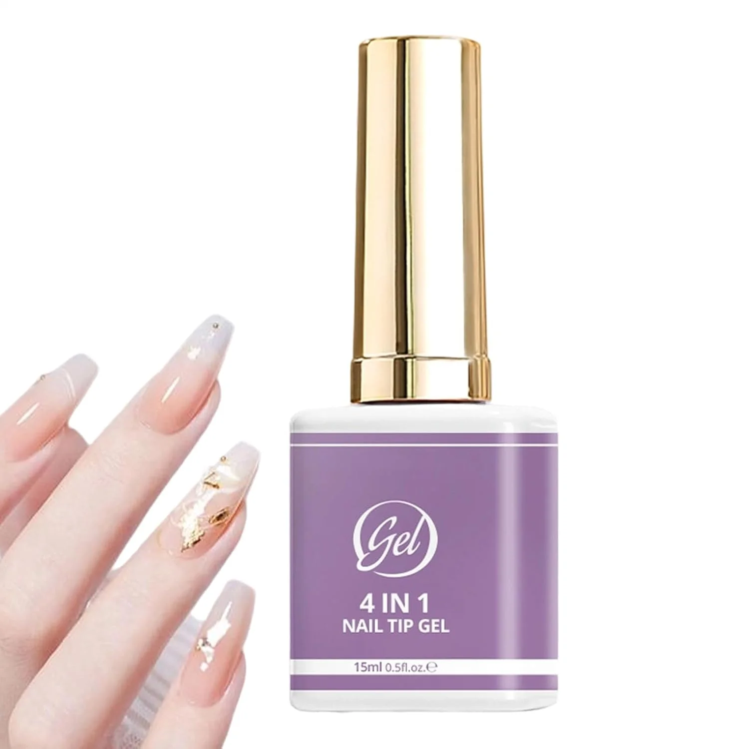 چسب ناخن UV - چسب ماندگار 15 میلی لیتری 4 در 1، چسب اکستنشن ناخن با نور UV | برای زنان، دختران، نوجوانان، مبتدیان، سالن خانگی، مهمانی، تمرین مانیکور، دکوراسیون