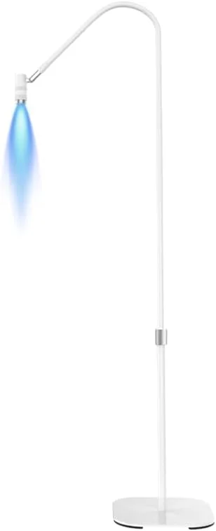 چراغ UV برای اکستنشن مژه، چراغ زمینی خمیده UV 6 واتی برای خشک کردن چسب ناخن، چراغ مژه LED با قابلیت تنظیم نور و زوم با پدال پایی، چراغ فرابنفش LED برای ناخن و مژه