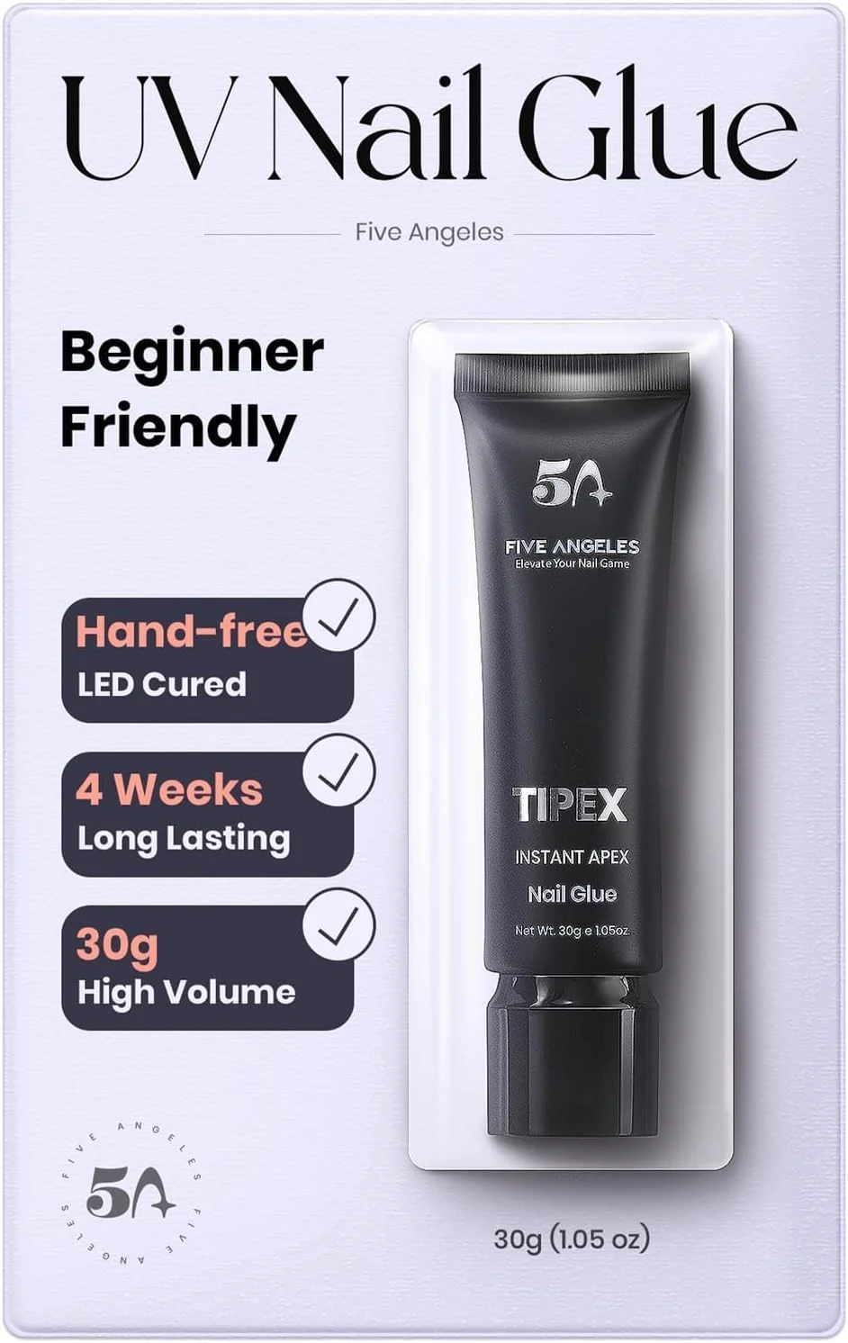 چسب ژل ناخن Tipex، چسب جامد 30 گرمی برای نوک ناخن های ژلی آکریلیک نرم، چسب ژل ناخن با پیوند قوی و ماندگاری طولانی برای بیش از 28 روز، چسب ناخن لوله ای با حجم زیاد، چسب نگین برای طراحی ناخن