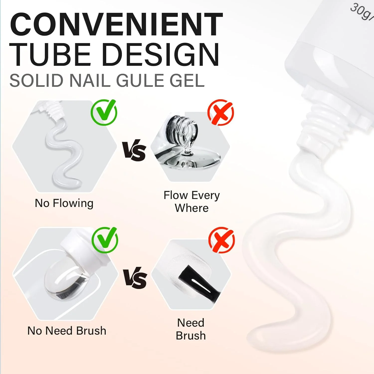 چسب ژل جامد AILLSA برای نوک ناخن، چسب های ژل فوق العاده قوی، چسب ناخن های نرم آکریلیک مصنوعی حرفه ای، نیاز به پخت لامپ UV - ماندگاری طولانی 15 گرم / 0.5 fl.oz