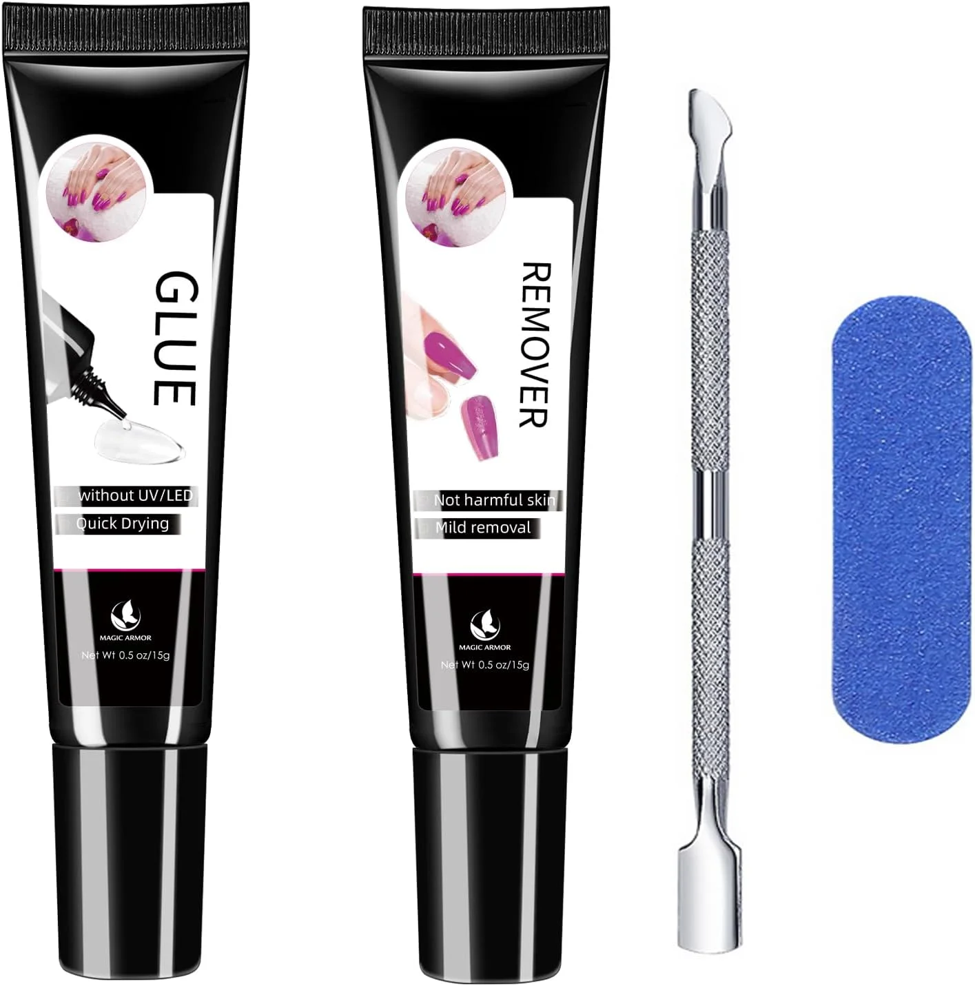 چسب و ریموور ناخن ژلی 15 گرمی، چسب ناخن بدون نیاز به UV، مناسب برای ناخن مصنوعی، خشک شدن سریع، ماندگاری طولانی، برای ناخن های اکریلیک مصنوعی، به راحتی چسب ناخن را با ابزار کوتیکول پاک کنید