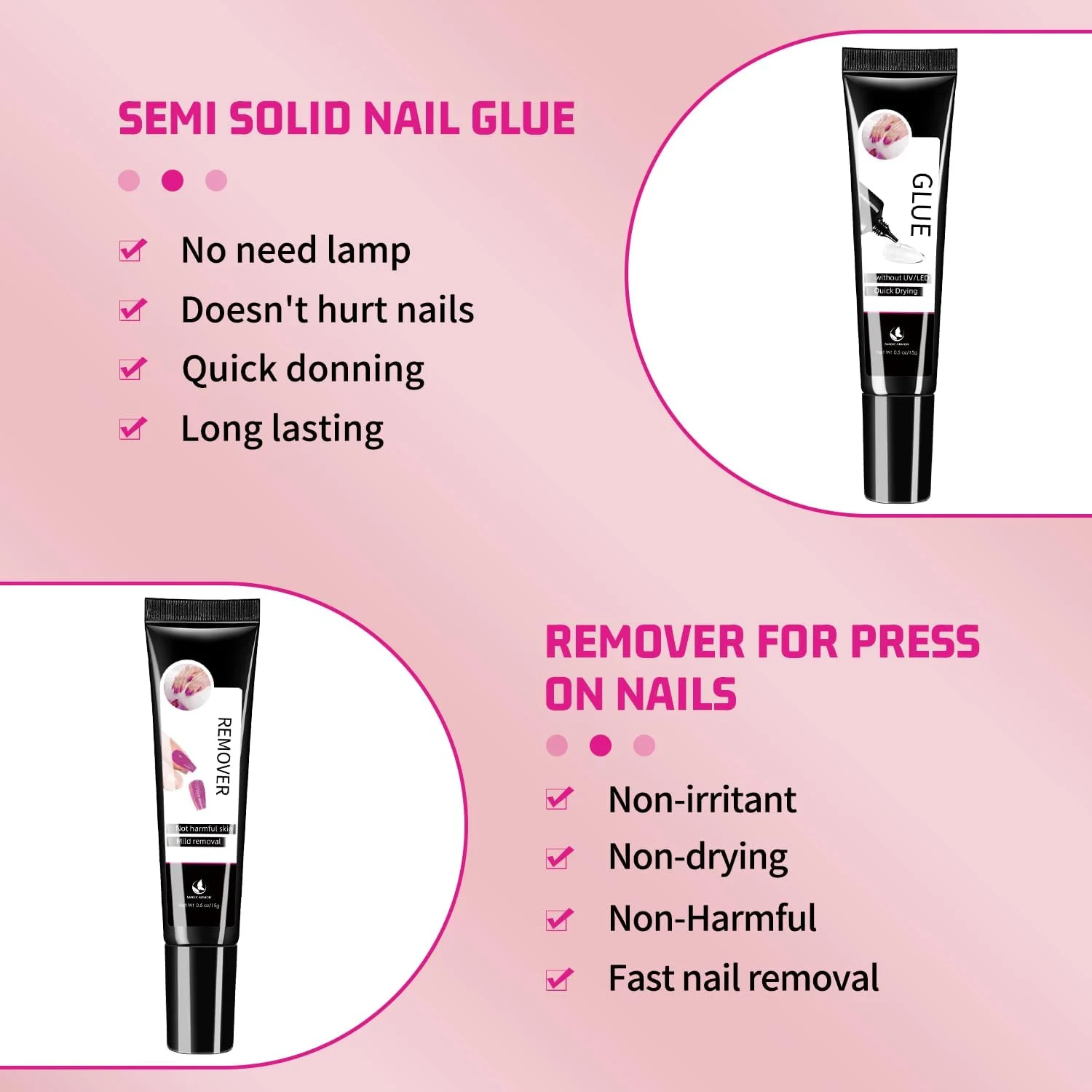 چسب و ریموور ناخن ژلی 15 گرمی، چسب ناخن بدون نیاز به UV، مناسب برای ناخن مصنوعی، خشک شدن سریع، ماندگاری طولانی، برای ناخن های اکریلیک مصنوعی، به راحتی چسب ناخن را با ابزار کوتیکول پاک کنید