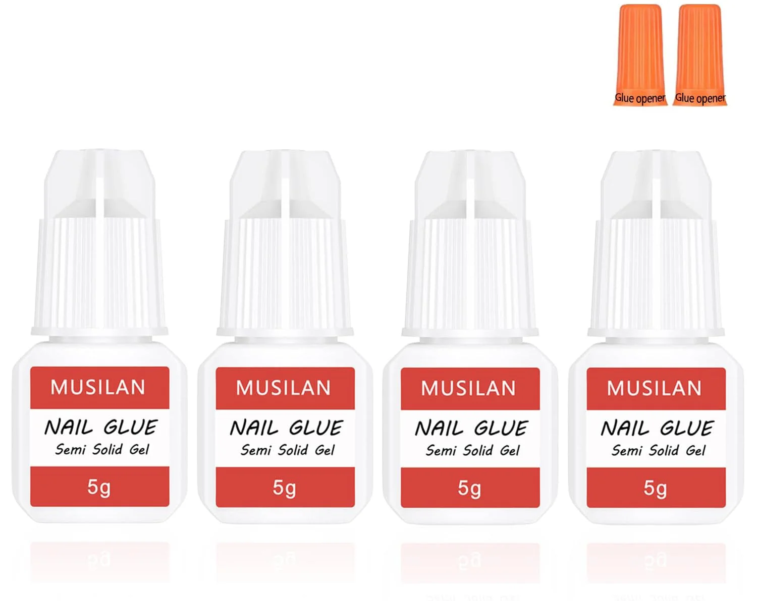 چسب ناخن نیمه جامد 4 عددی برای ناخن های مصنوعی، چسب ناخن فوق العاده قوی و سریع خشک شونده برای ناخن های اکریلیک و تیپ های مصنوعی، ژل ناخن حرفه ای برای چسباندن ناخن های شکسته، بدون نیاز به لامپ UV - ماندگاری طولانی