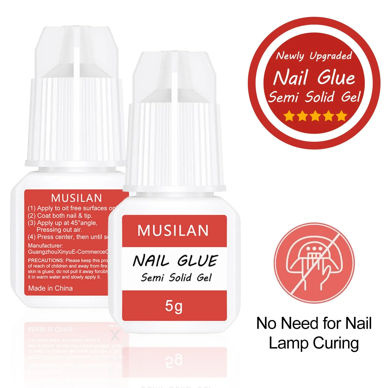 چسب ناخن نیمه جامد 4 عددی برای ناخن های مصنوعی، چسب ناخن فوق العاده قوی و سریع خشک شونده برای ناخن های اکریلیک و تیپ های مصنوعی، ژل ناخن حرفه ای برای چسباندن ناخن های شکسته، بدون نیاز به لامپ UV - ماندگاری طولانی