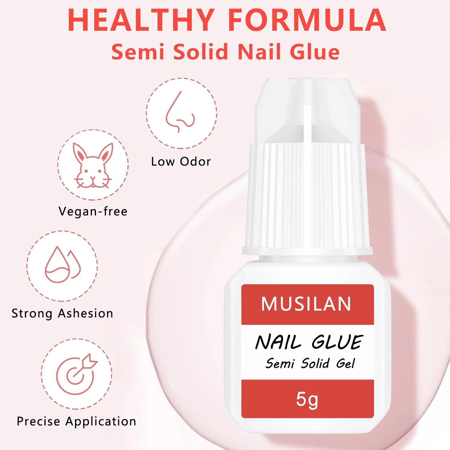 چسب ناخن نیمه جامد 4 عددی برای ناخن های مصنوعی، چسب ناخن فوق العاده قوی و سریع خشک شونده برای ناخن های اکریلیک و تیپ های مصنوعی، ژل ناخن حرفه ای برای چسباندن ناخن های شکسته، بدون نیاز به لامپ UV - ماندگاری طولانی