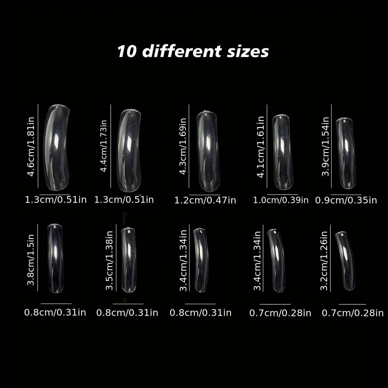 ۱۰۰ عدد ناخن مصنوعی حرفه ای طرح پنجه عقابی، خیلی بلند، مربعی، با انحنای عمیق، پوشش کامل، در ۱۰ سایز مختلف برای کاشت ناخن ۱۰۰ عدد ناخن مصنوعی حرفه ای طرح پنجه عقابی، خیلی بلند، مربعی، با انحنای عمیق، پوشش کامل، در ۱۰ سایز مختلف برای کاشت ناخن