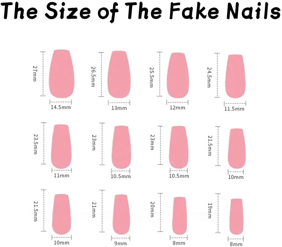 ناخن مصنوعی چسبی با طرح گل رز برای خانم ها، ناخن های بلند برای استفاده روزمره و مهمانی، 24 عدد چسب ژله ای ناخن مصنوعی برای زنان/دختران