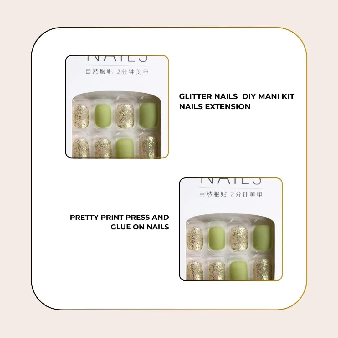 JustCartUp اکلیل | 24 عدد | کیت مانیکور DIY | ناخن مصنوعی طرح فرانسوی | کیت ناخن چسبی برای زنان و دختران