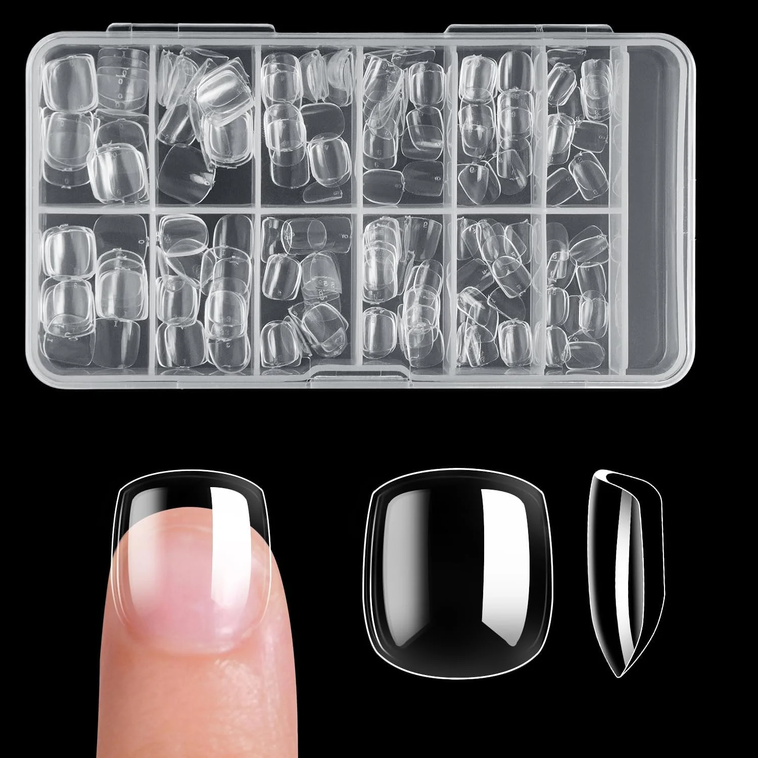 ناخن مصنوعی کوتاه و شفاف بچه گانه Krofaue - 240 عدد ناخن چسبی پوشش کامل برای دختران کوچک، ناخن های مصنوعی کودکان، تزئین ناخن، 10 سایز، نوک ناخن ژل نرم شفاف برای کودکان