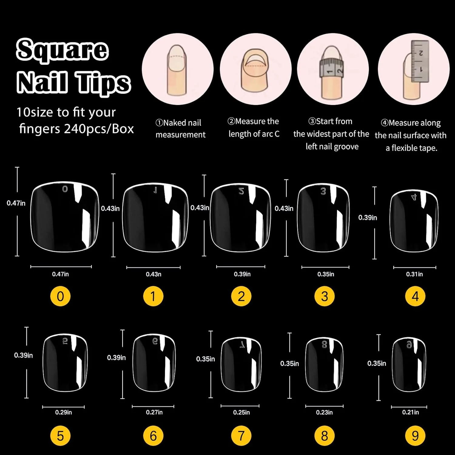 ناخن مصنوعی کوتاه و شفاف بچه گانه Krofaue - 240 عدد ناخن چسبی پوشش کامل برای دختران کوچک، ناخن های مصنوعی کودکان، تزئین ناخن، 10 سایز، نوک ناخن ژل نرم شفاف برای کودکان