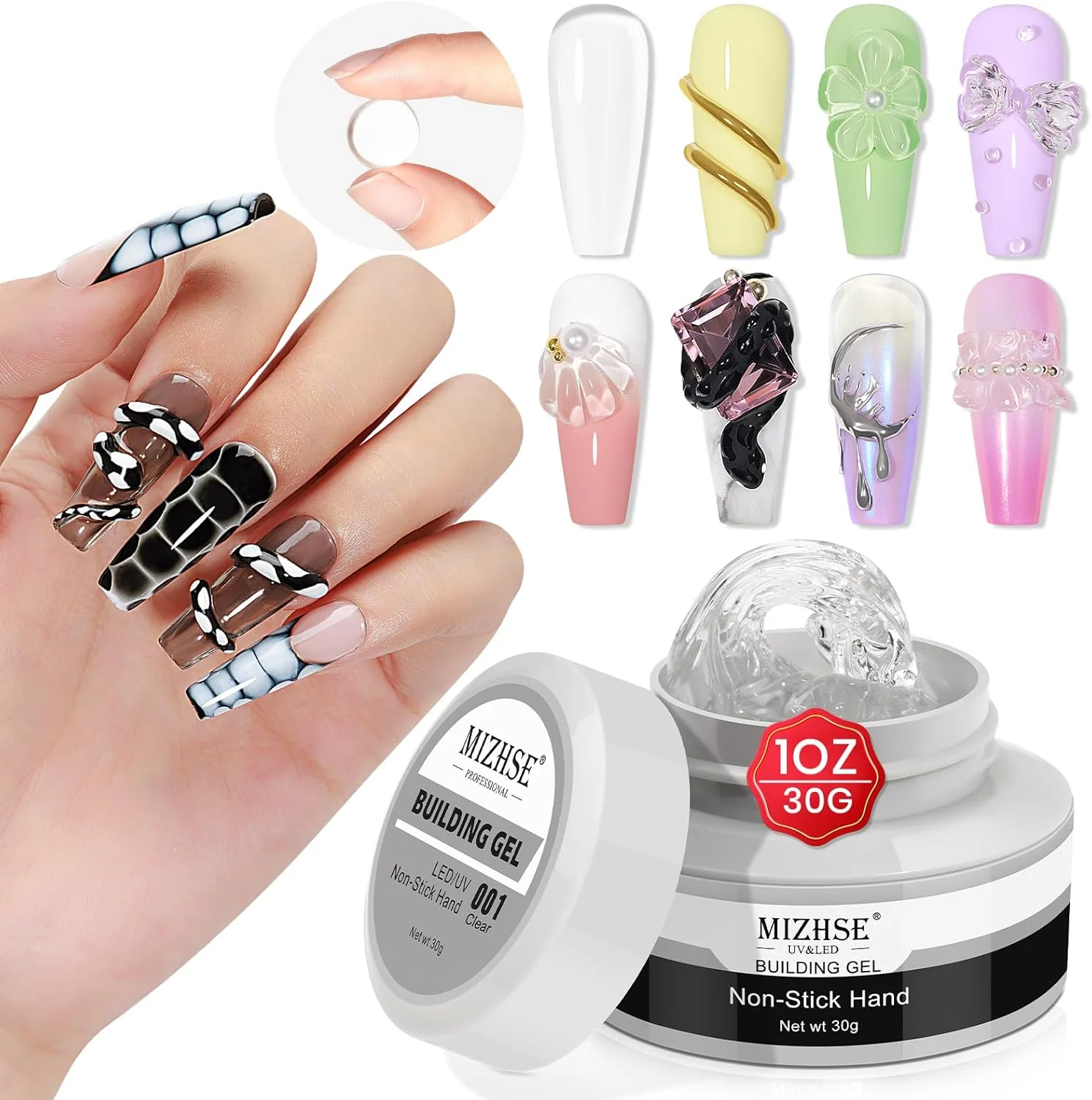 ژل بیلدر جامد شفاف میزشه 30 گرمی برای ناخن، ژل سه بعدی طراحی ناخن برای ناخن های مصنوعی، چسب ناخن جامد برای چسباندن ناخن، ژل اکستنشن ناخن، چسب ناخن جامد، مناسب استفاده شخصی و حرفه ای