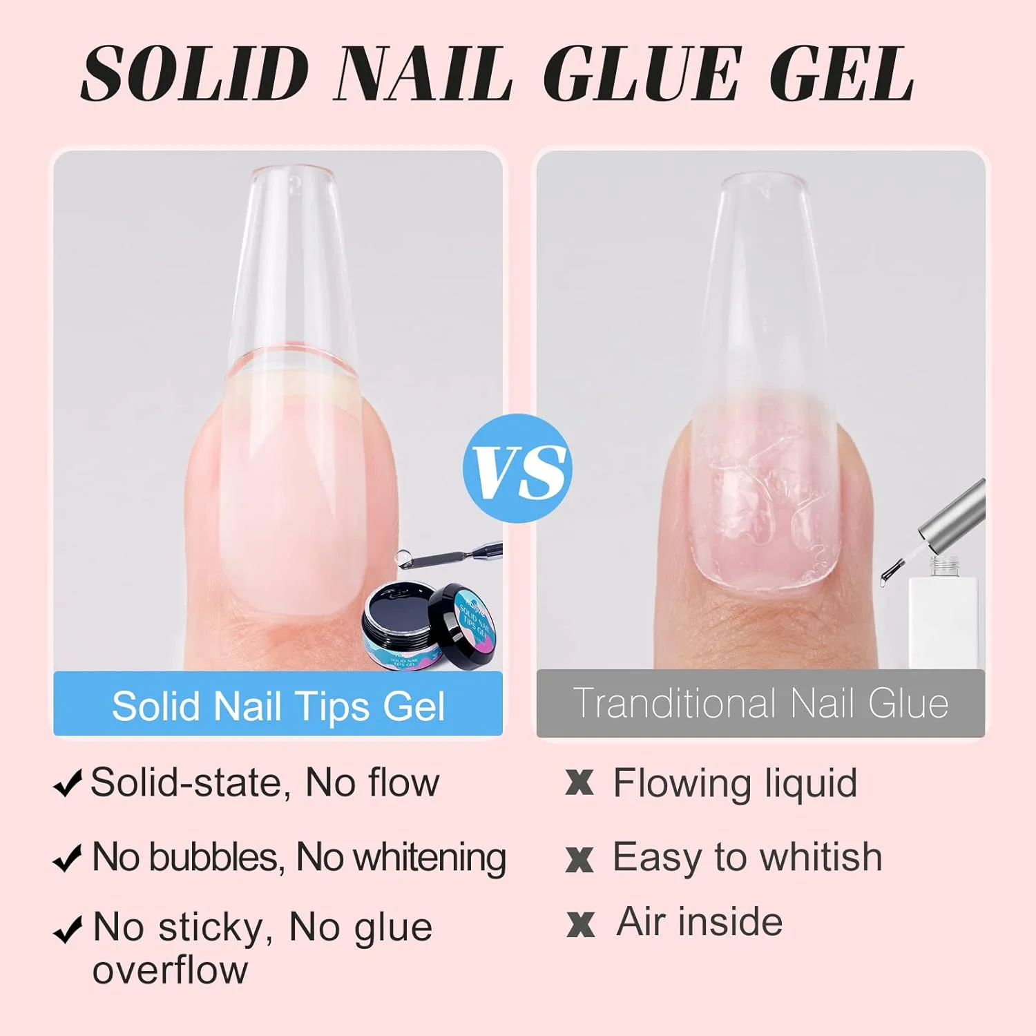 چسب ژل جامد 15 میلی لیتری برای نوک ناخن، چسب ژل 3 در 1 نیاز به پخت، چسب نگین ناخن، ناخن های اکریلیک، استفاده آسان در خانه