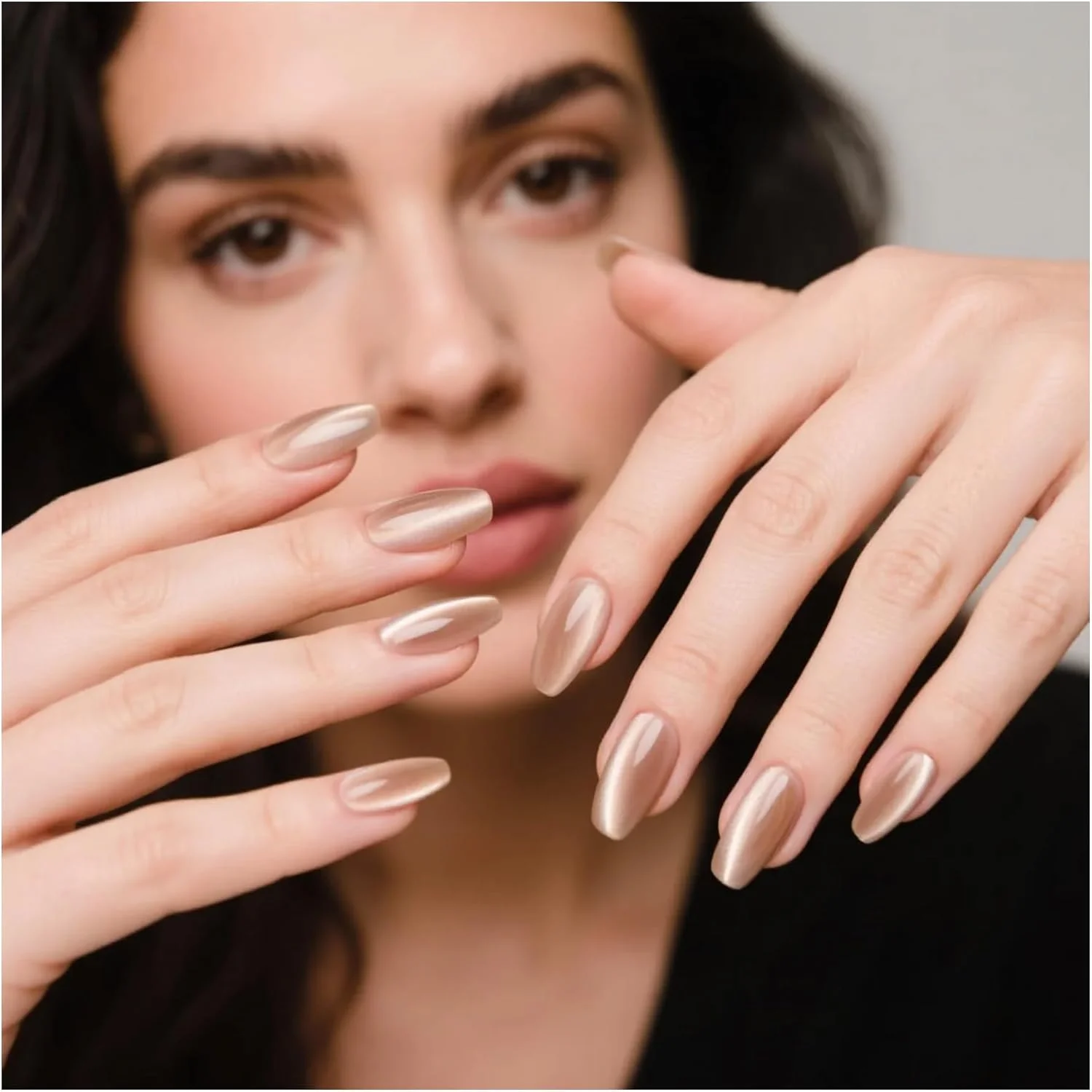 کیت ناخن مصنوعی چشم گربه ای - 24 عدد ناخن مصنوعی ژلی نرم و لوکس به همراه چسب ناخن، کیت ناخن مصنوعی قابل استفاده مجدد