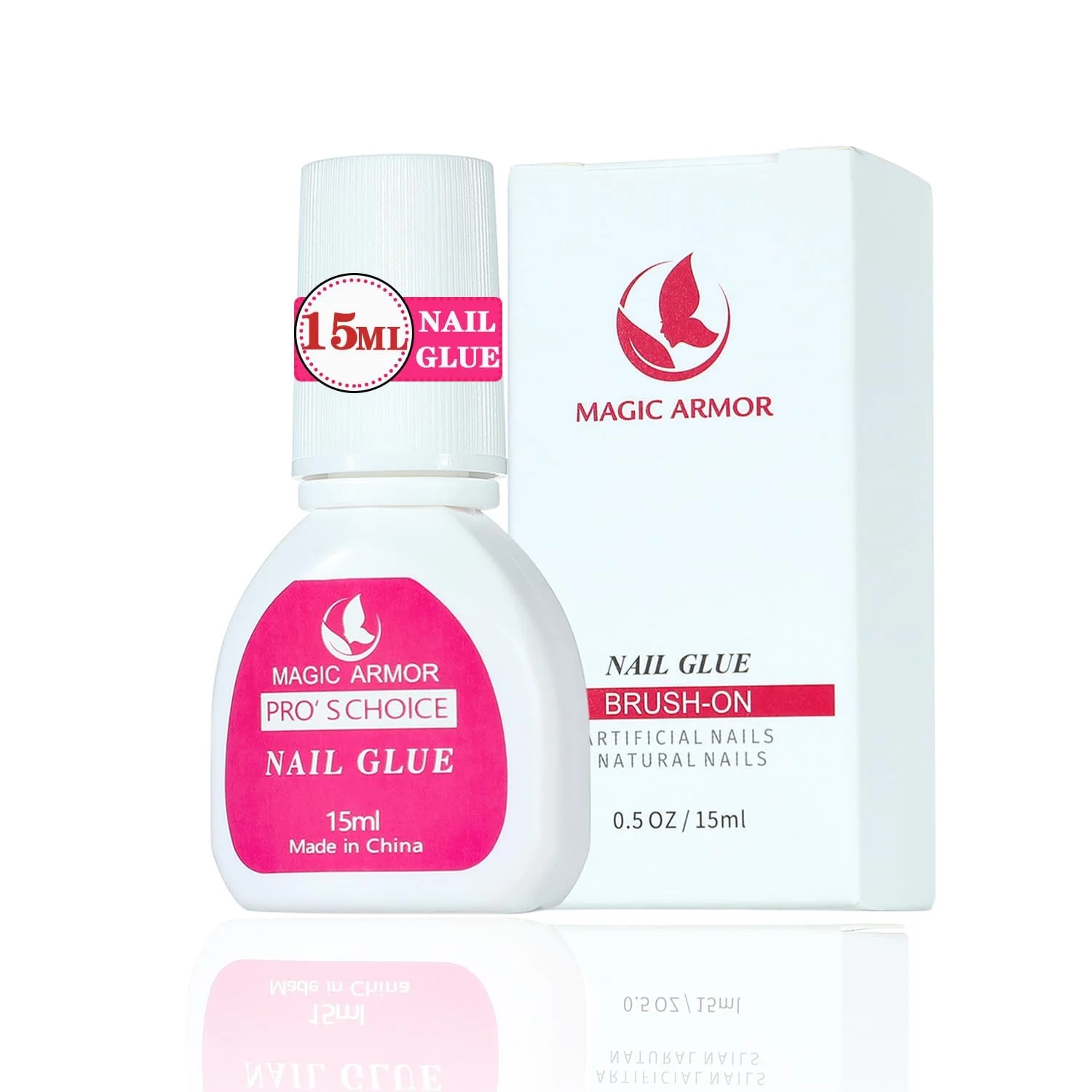 چسب ناخن 15 میلی لیتری برای ناخن های اکریلیک، چسب ناخن برس دار حرفه ای برای ناخن های مصنوعی، چسب نوک ناخن مصنوعی سریع و قوی، چسب فوق العاده قوی ناخن (15 میلی لیتر / 0.5 اونس)