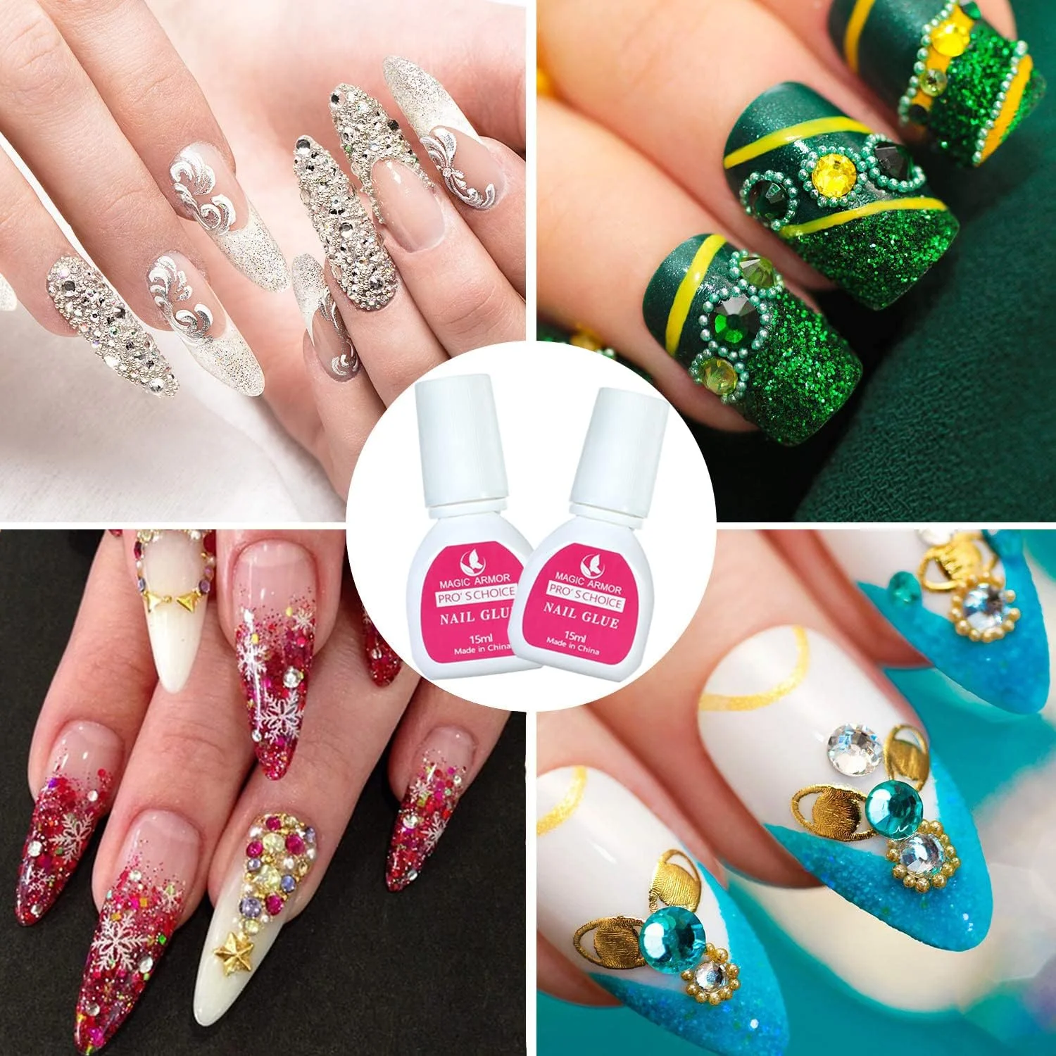 چسب ناخن 15 میلی لیتری برای ناخن های اکریلیک، چسب ناخن برس دار حرفه ای برای ناخن های مصنوعی، چسب نوک ناخن مصنوعی سریع و قوی، چسب فوق العاده قوی ناخن (15 میلی لیتر / 0.5 اونس)