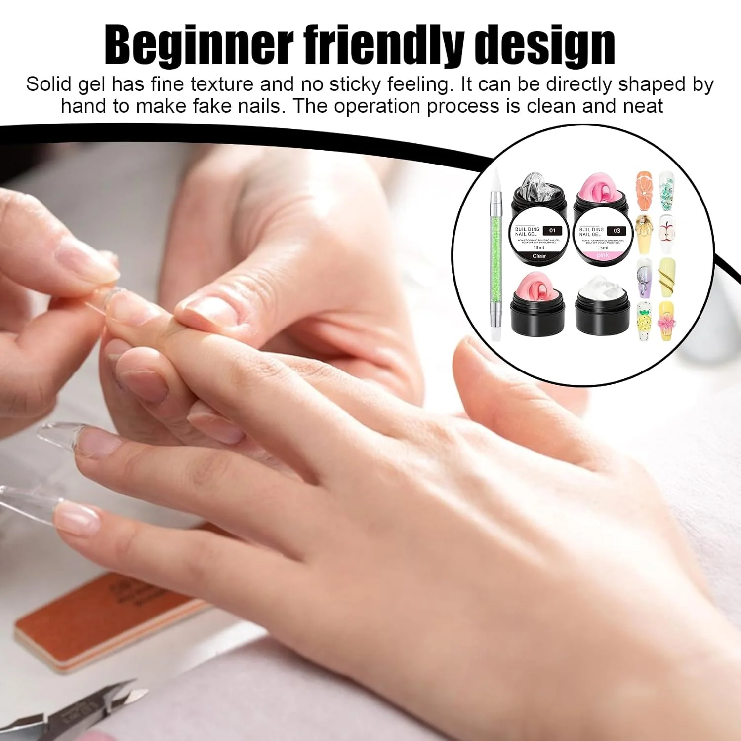 ژل سخت برای ناخن - چسب ژل مجسمه سازی 4 رنگ | چسب قالب گیری اکستنشن سه بعدی ناخن برای نگین، فرنچ، فویل، گل و طراحی ناخن در خانه