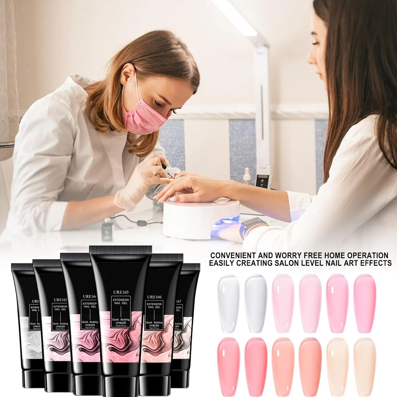 ژل چسب ناخن | ژل سازنده اکستنشن 6 رنگ، لاک پایه ناخن، ابزار طراحی هنری بادوام برای علاقه مندان، مبتدیان