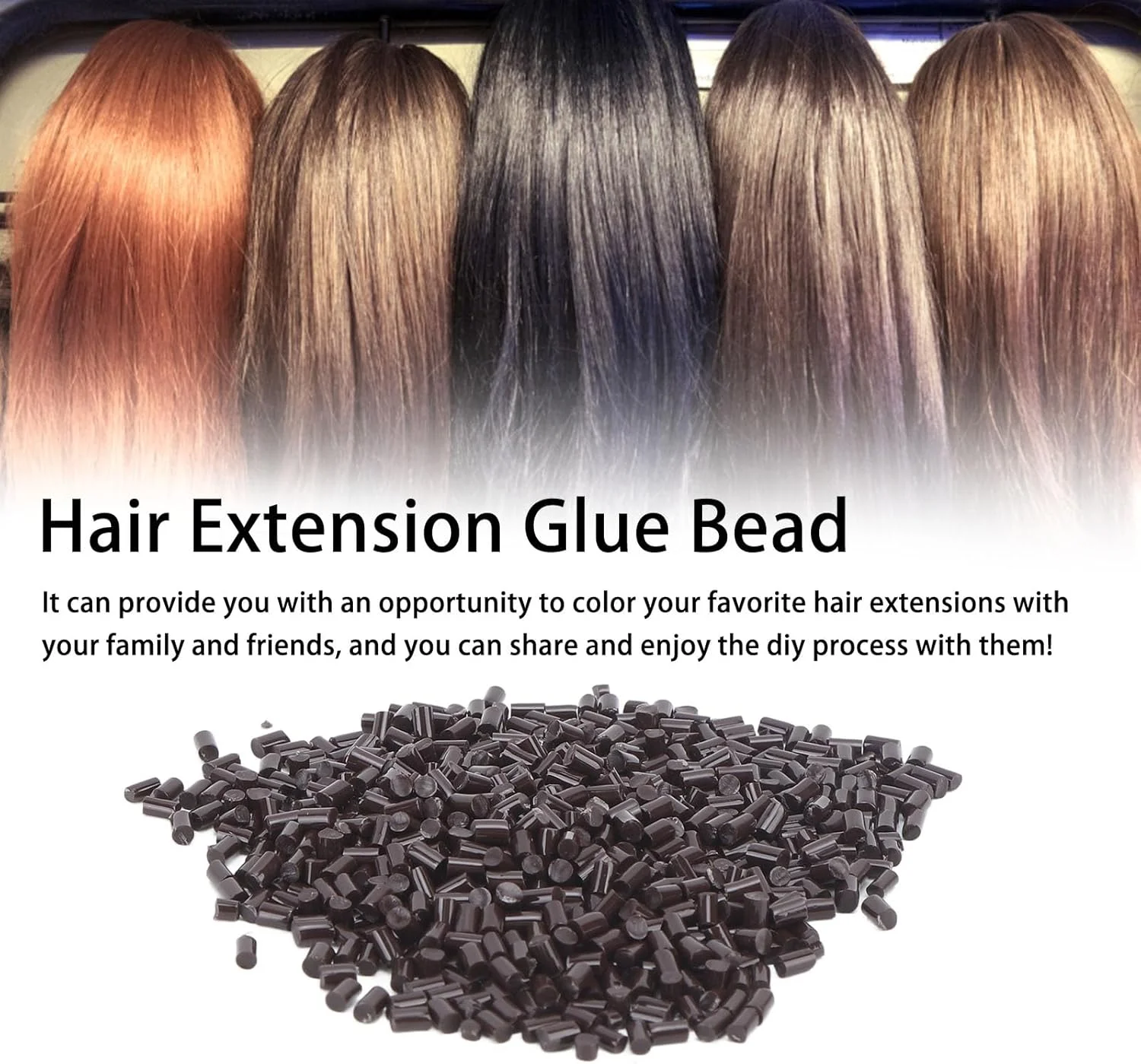 گرانول چسب فیوژن ایتالیایی Luqeeg 500 گرمی برای اکستنشن موی نوک ناخن/I، چسبندگی قوی - قهوه ای