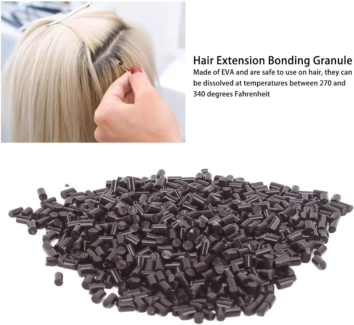 گرانول چسب فیوژن ایتالیایی Luqeeg 500 گرمی برای اکستنشن موی نوک ناخن/I، چسبندگی قوی - قهوه ای