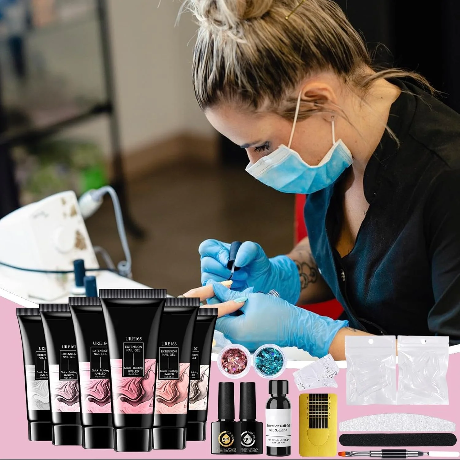 ژل اکستنشن ناخن، چسب ژل اکستنشن ناخن فوق العاده قوی - طراحی تزئینات هنری نوک ناخن چند منظوره و ماندگار برای علاقه مندان و متخصصان