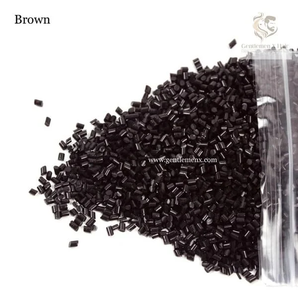 چسب کراتین ایتالیایی TGX Gentlemenx برای اکستنشن مو با نوک تخت/ناخنی/I (50 گرم) (قهوه ای)