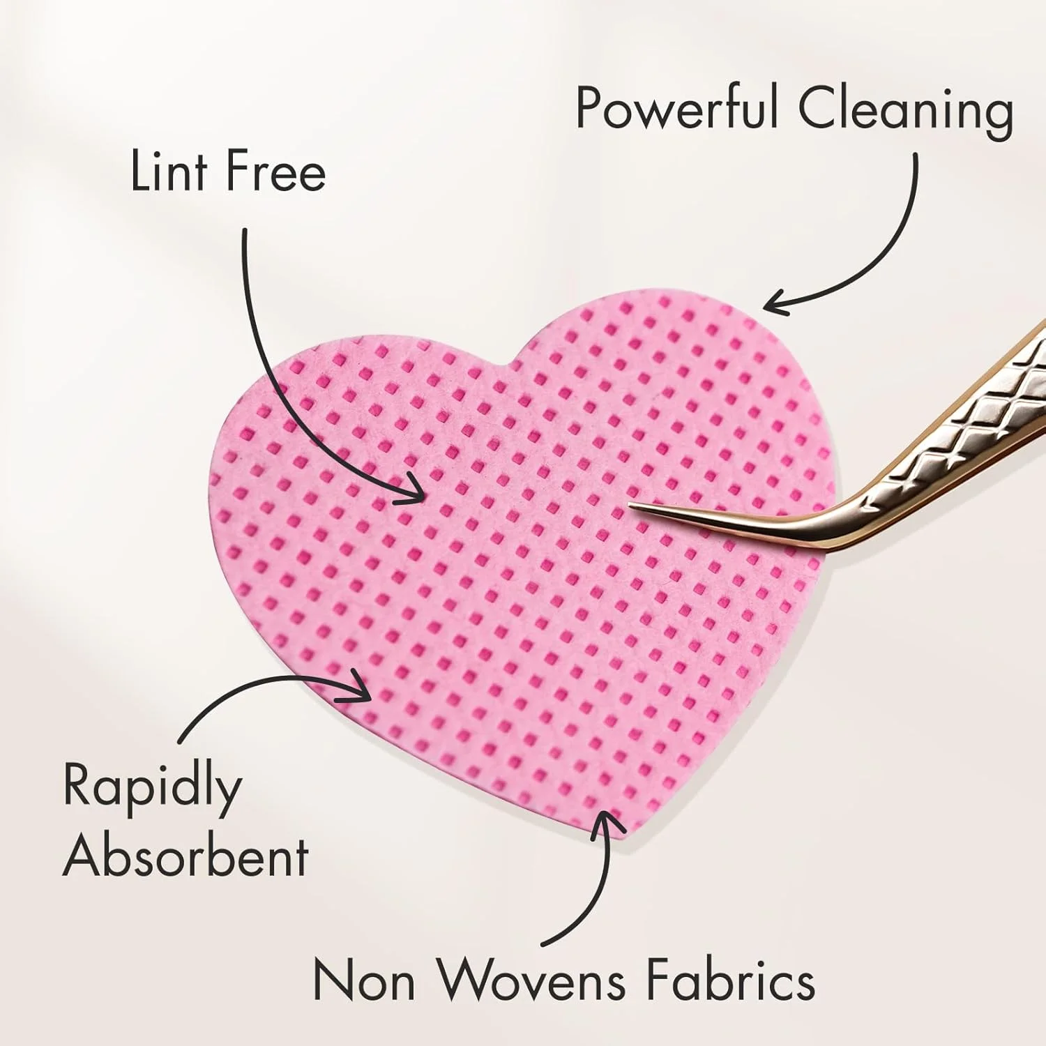 پد پاک کننده چسب اکستنشن مژه 200 عددی بدون پرز، پارچه نبافته، پد پاک کننده لاک ناخن برای لوازم اکستنشن مژه (صورتی)