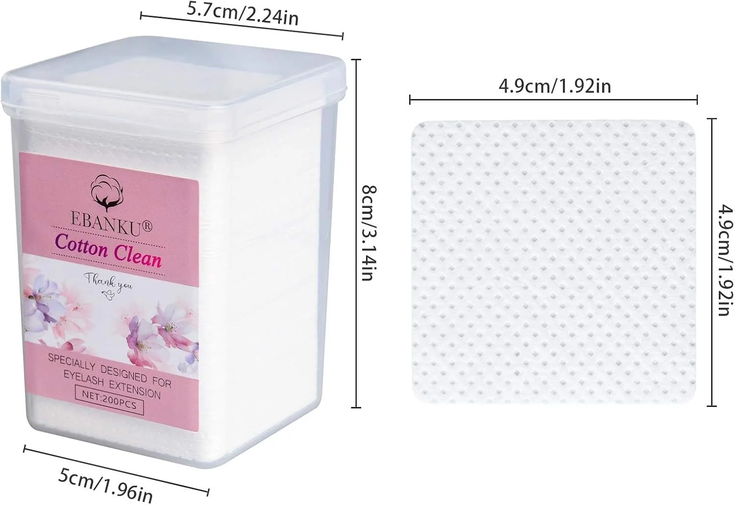 پدهای پاک کننده چسب مژه و لاک ناخن کالولاری، 600 عددی، بدون پرز، پد تمیز کننده نازل چسب، پارچه غیر بافته، لوازم اکستنشن مژه