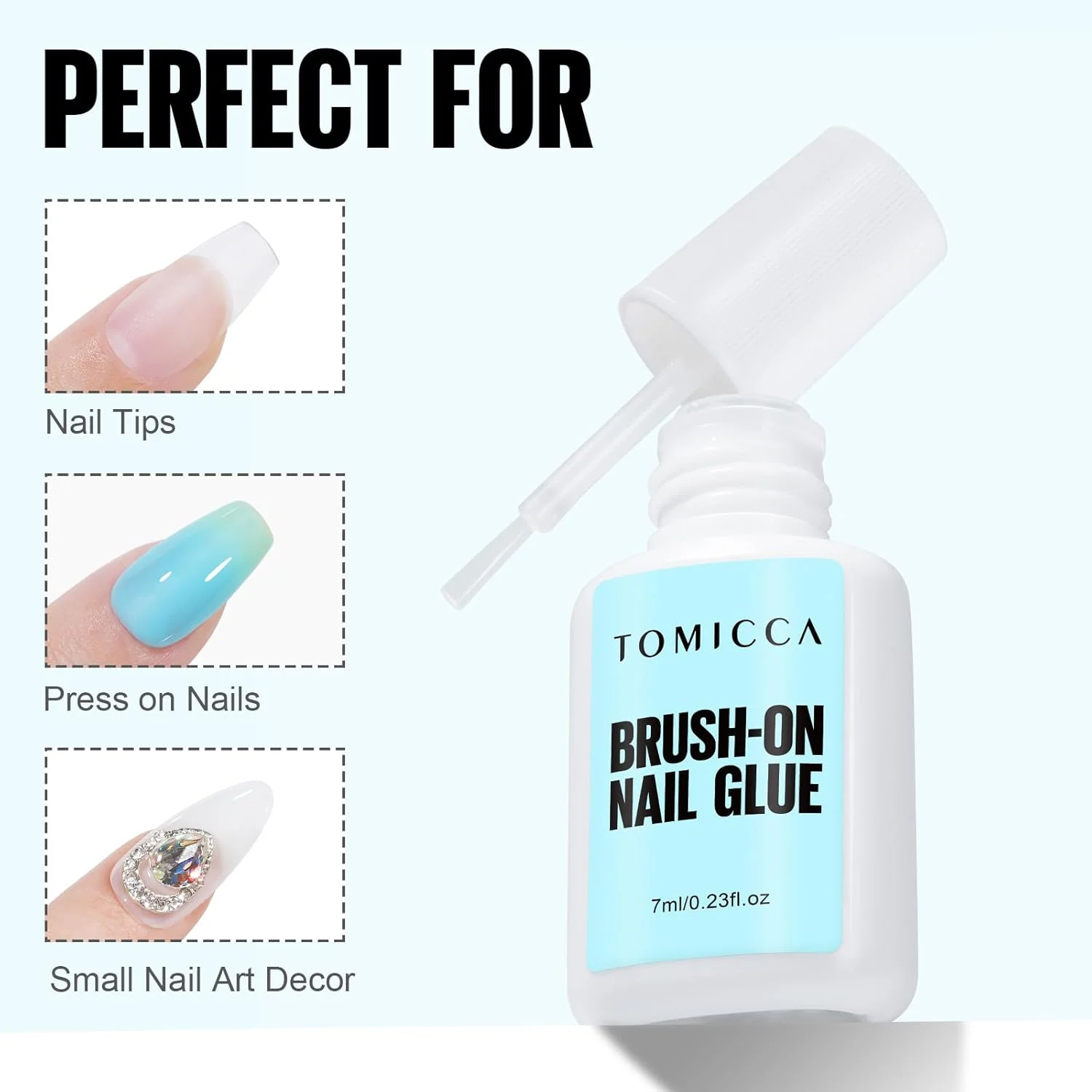 چسب ناخن تومیکا، چسب اتصال ناخن برای طراحی ناخن و تیپ ناخن، چسب ناخن فوق العاده قوی با خشک شدن سریع در هوا برای تیپ ناخن