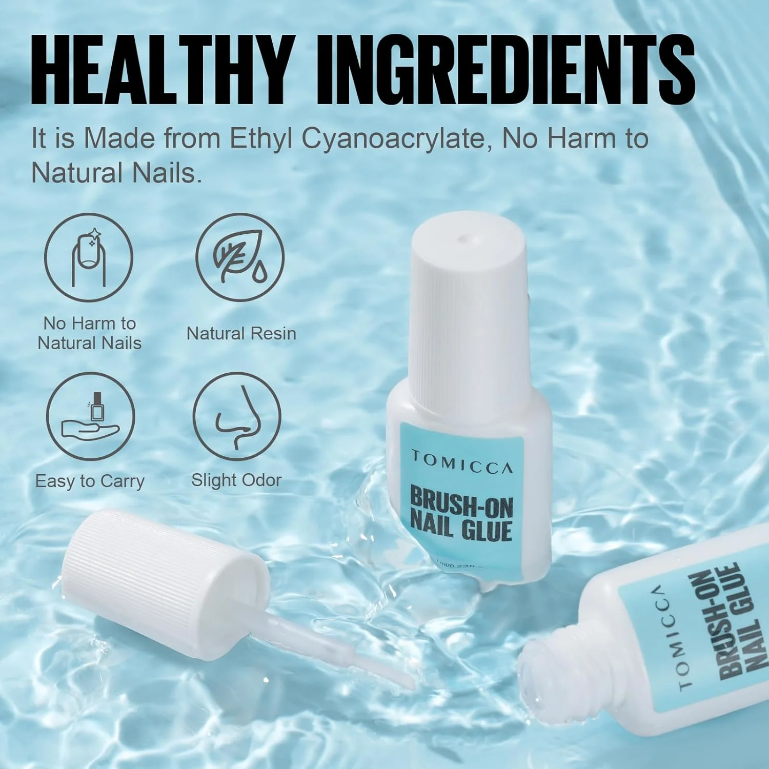 چسب ناخن تومیکا، چسب اتصال ناخن برای طراحی ناخن و تیپ ناخن، چسب ناخن فوق العاده قوی با خشک شدن سریع در هوا برای تیپ ناخن