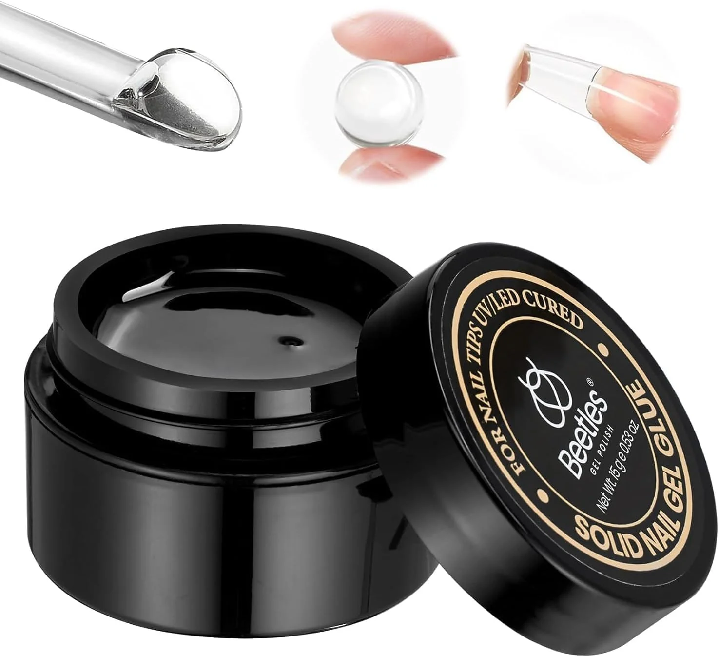 چسب کاشت ناخن جامد Beetles برای تیپ ناخن مصنوعی، چسب قوی 15 گرمی برای ناخن های اکریلیک، چسب جامد شفاف برای طراحی ناخن سه بعدی، خشک شونده با اشعه UV