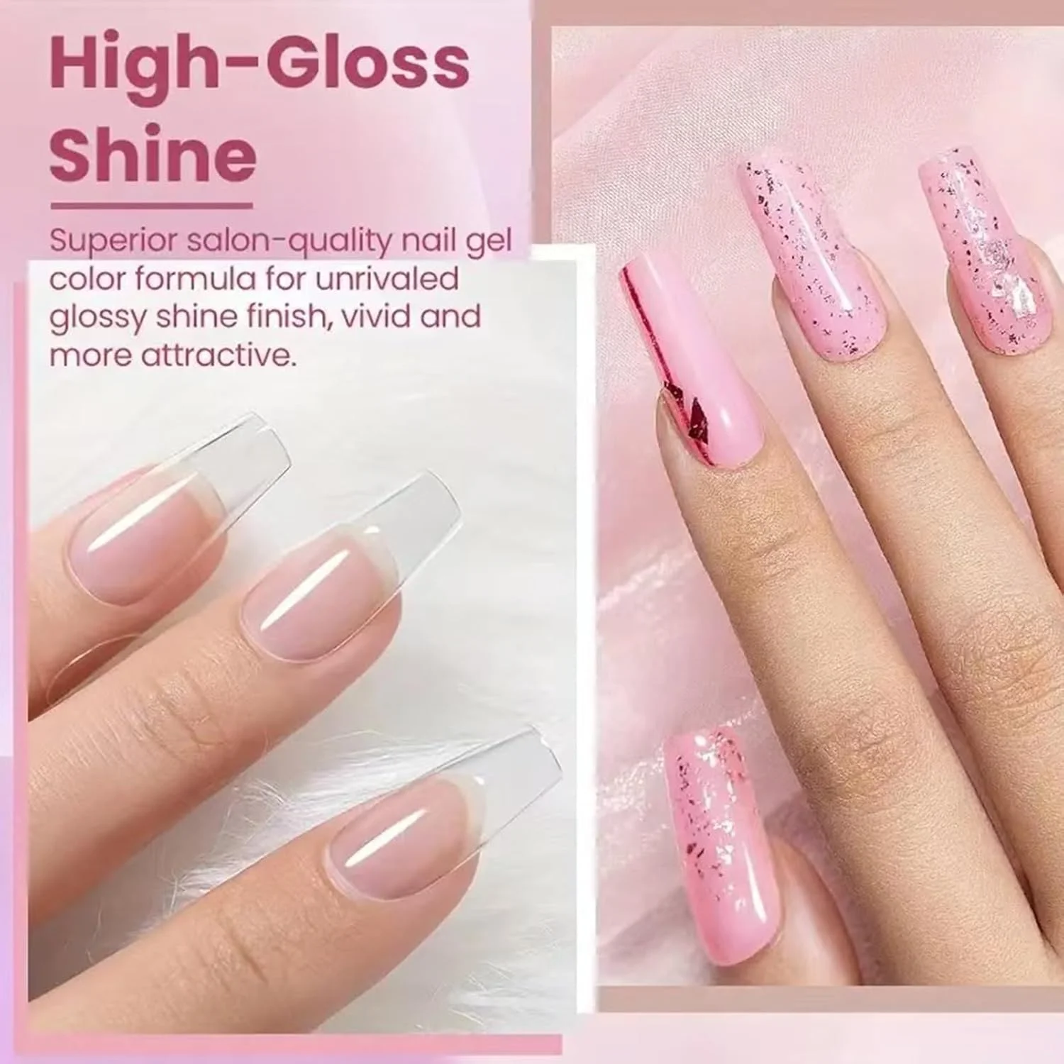 ژل سخت برای ناخن | چسب مانیکور ژل 4 رنگ، چسب سه بعدی اکستنشن بدون آب برای نوک فرانسوی سالن خانگی، گل، فویل مهر زنی، نگین انگشت پا