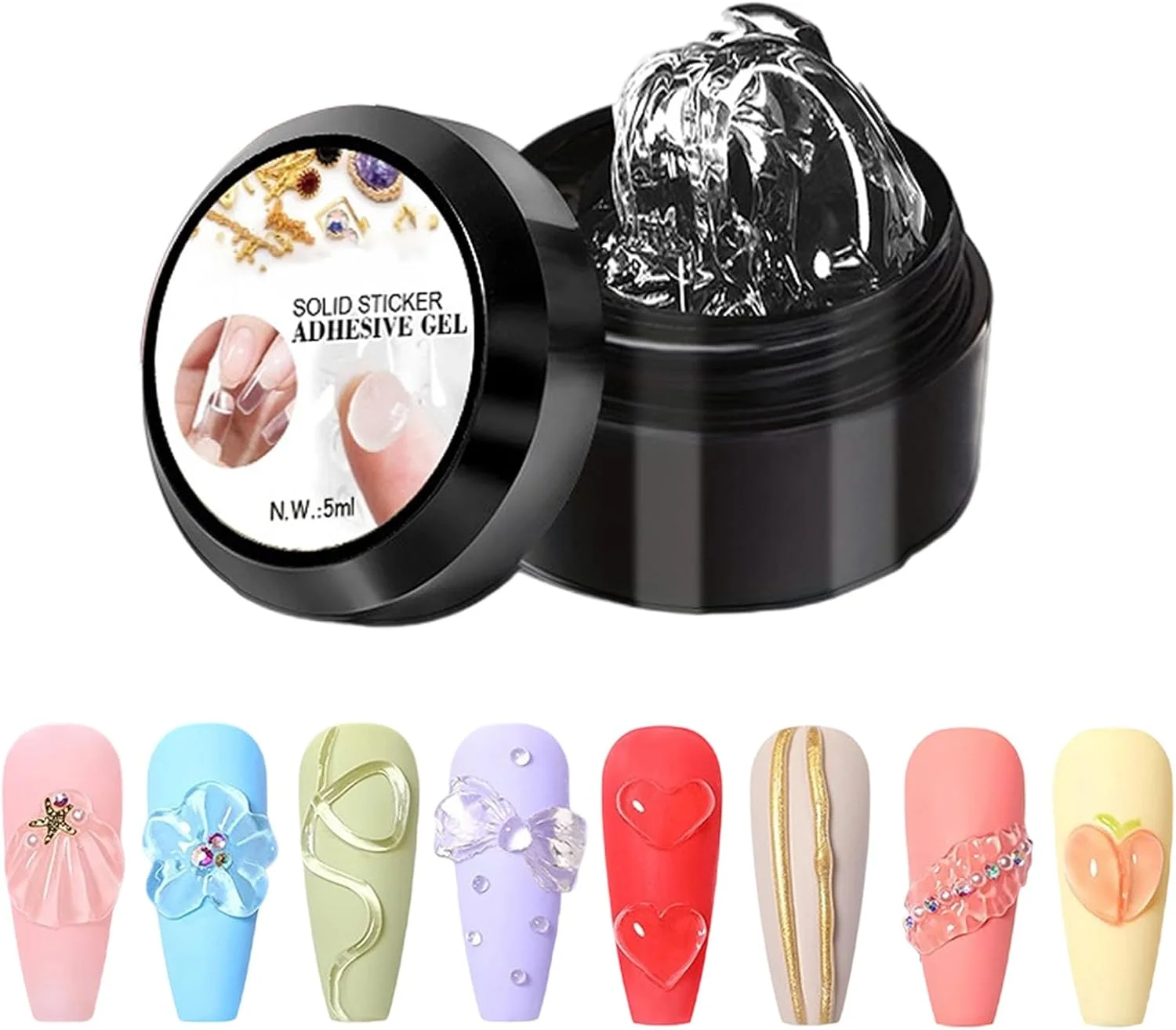 ژل حالت دهنده - چسب اکستنشن ناخن سه بعدی بدون آب، ژل طراحی ناخن | برای نگین، گل، فویل، مهر زنی، مانیکور سالنی، پدیکور، فرنچ ناخن پا