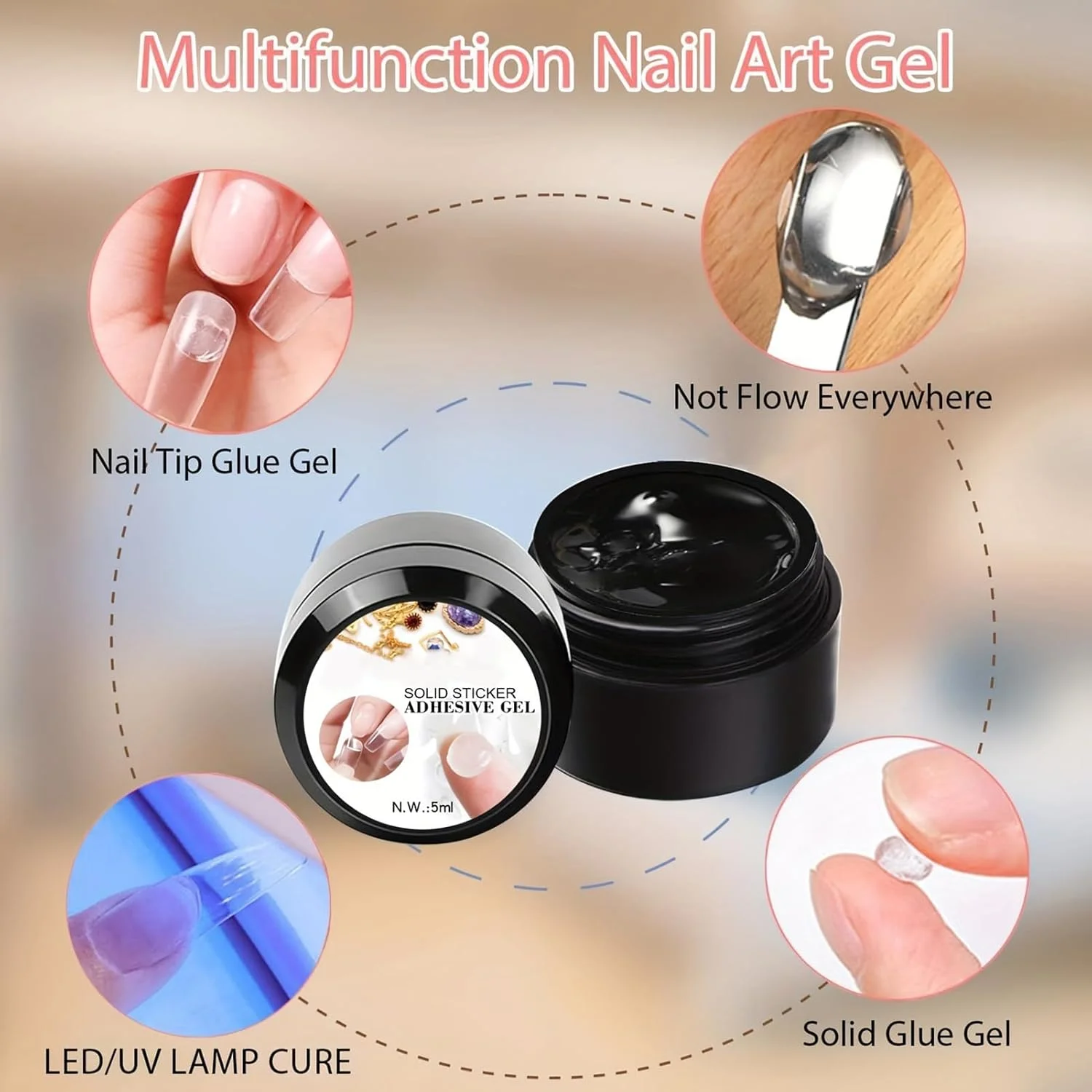 ژل حالت دهنده - چسب اکستنشن ناخن سه بعدی بدون آب، ژل طراحی ناخن | برای نگین، گل، فویل، مهر زنی، مانیکور سالنی، پدیکور، فرنچ ناخن پا ژل حالت دهنده - چسب اکستنشن ناخن سه بعدی بدون آب، ژل طراحی ناخن | برای نگین، گل، فویل، مهر زنی، مانیکور سالنی، پدیکور، فرنچ ناخن پا