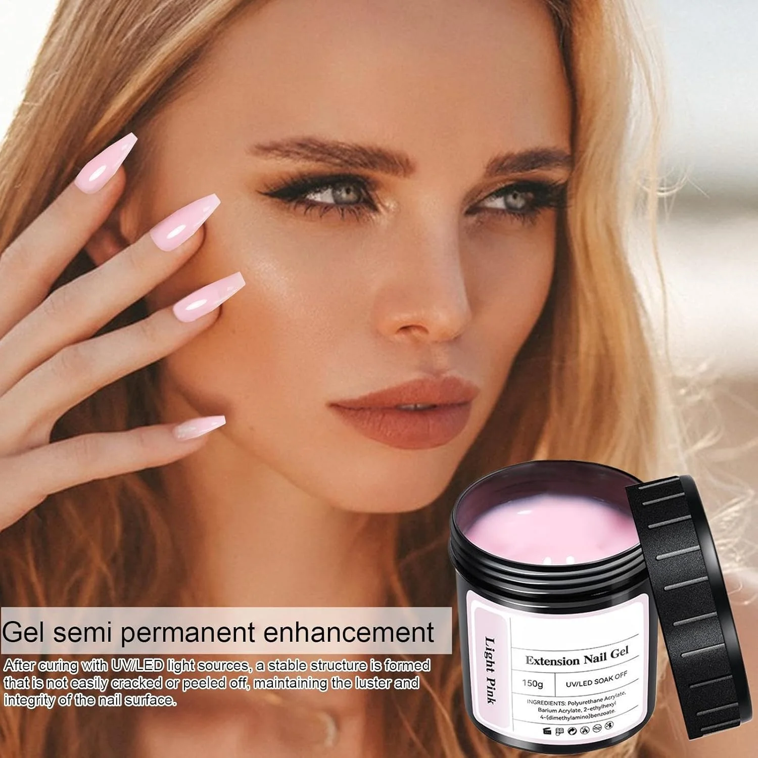 ژل سازنده ناخن | ژل ژله ای مانیکور | چسب UV LED نیمه دائمی خشک شونده سریع 150 گرمی برای اکستنشن ناخن دختران، زنان، مبتدیان، استفاده خانگی
