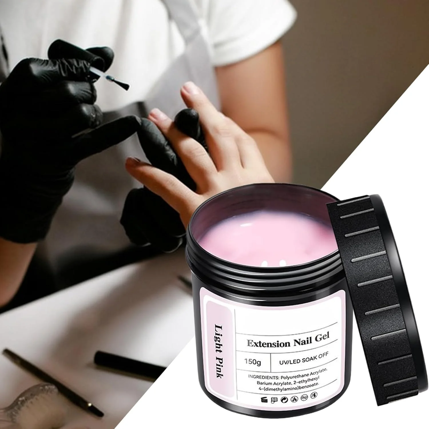 ژل سازنده ناخن | ژل ژله ای مانیکور | چسب UV LED نیمه دائمی خشک شونده سریع 150 گرمی برای اکستنشن ناخن دختران، زنان، مبتدیان، استفاده خانگی