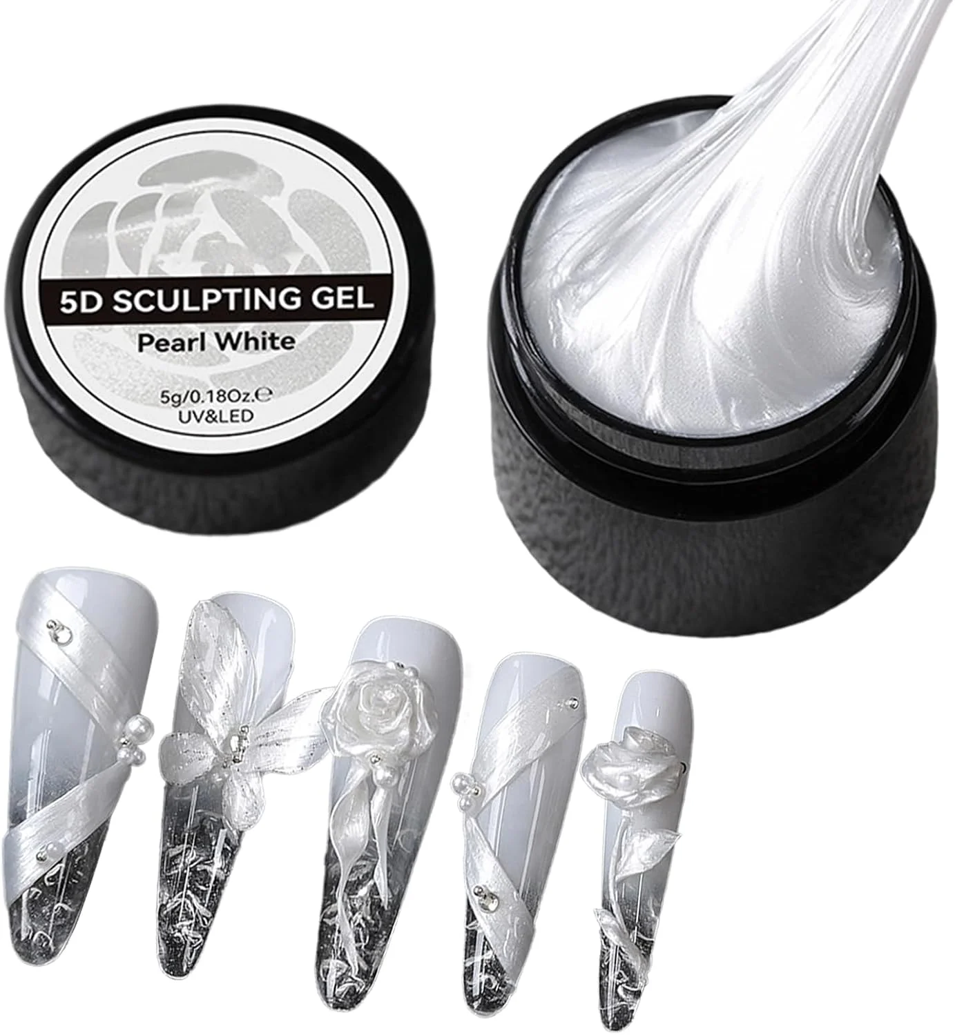 ژل طراحی ناخن سفید | چسب صاف و یکدست برای تزئینات و طراحی های زیبا، مناسب برای طراحی گل و کاشت ناخن