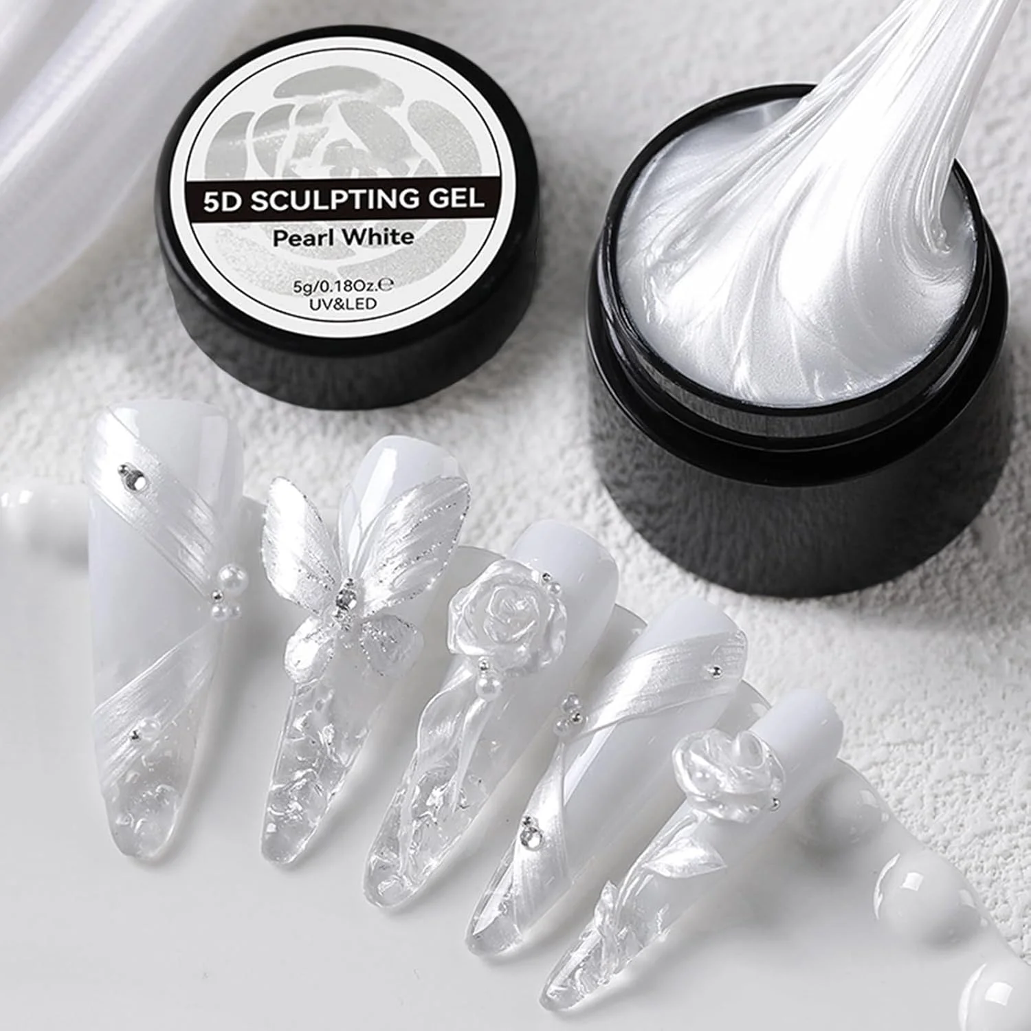 ژل طراحی ناخن سفید | چسب صاف و یکدست برای تزئینات و طراحی های زیبا، مناسب برای طراحی گل و کاشت ناخن