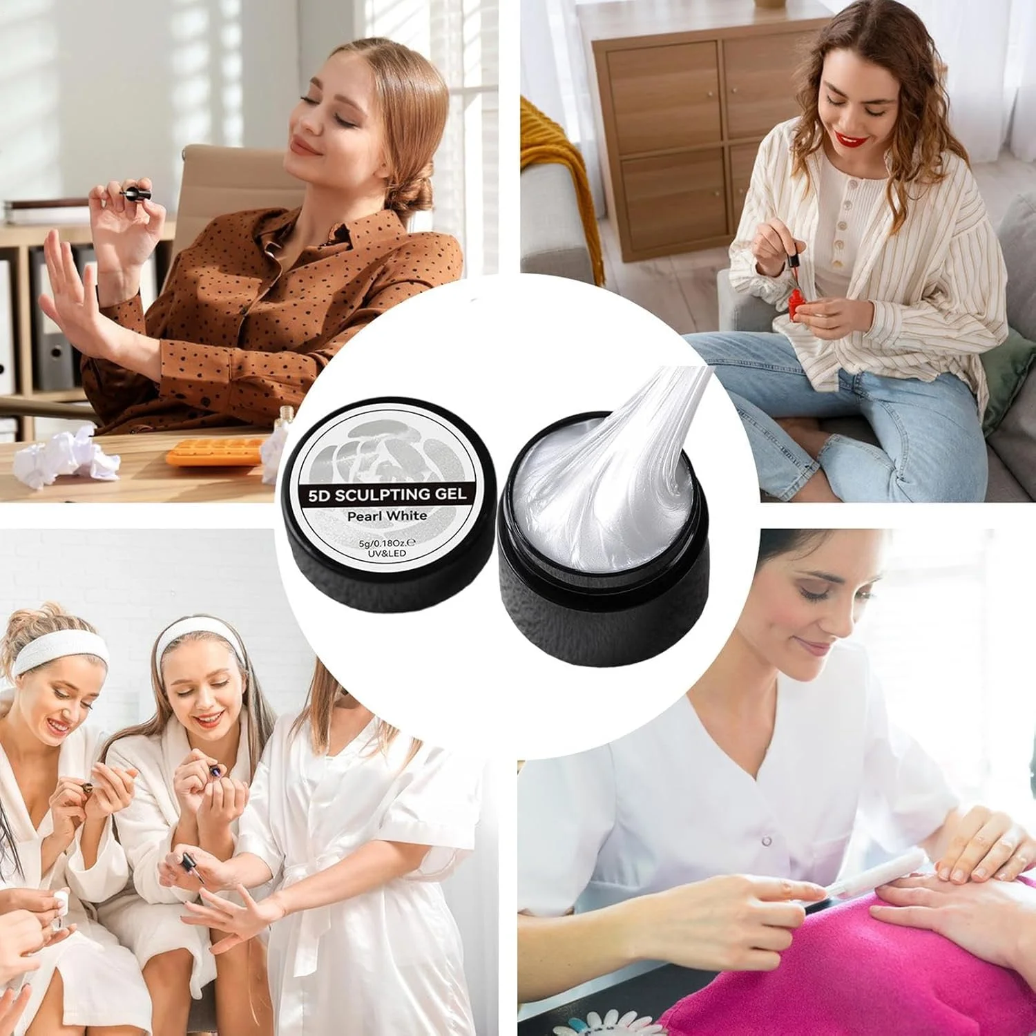 ژل طراحی ناخن سفید | چسب صاف و یکدست برای تزئینات و طراحی های زیبا، مناسب برای طراحی گل و کاشت ناخن