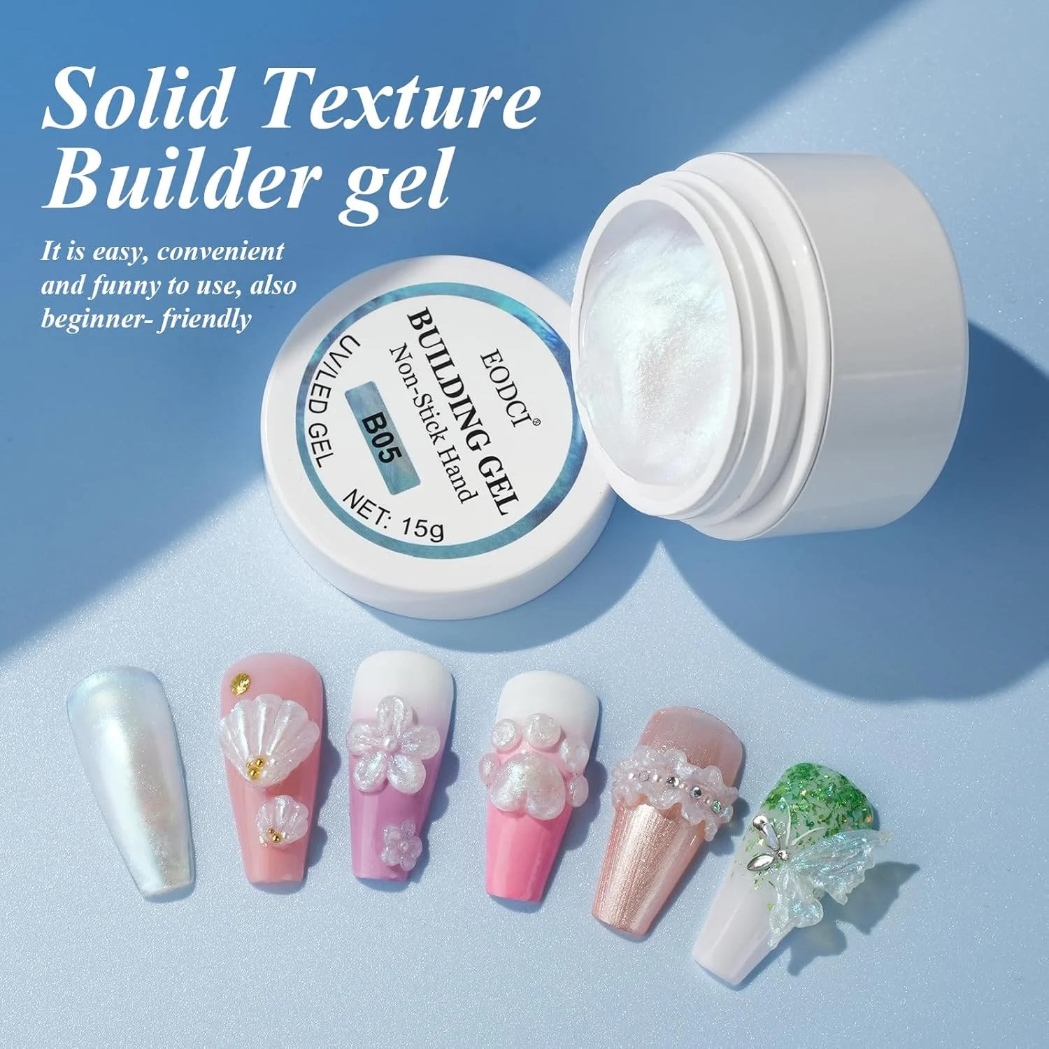 ژل بیلدر جامد برای ناخن، 15 گرم ژل چسب ناخن جامد، اکستنشن ژل ناخن، مجسمه سازی سه بعدی ناخن، ژل اکریلیک برای ناخن، ژل بیلدر برای سالن ناخن