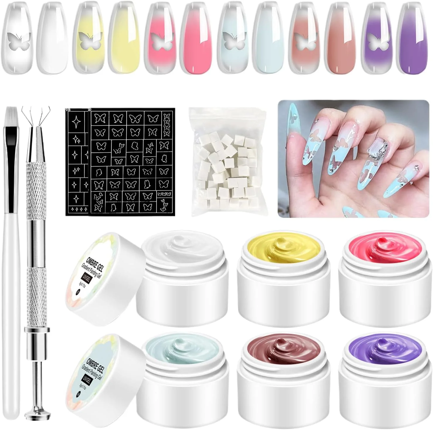 ژل ناخن | ژل لاک رنگارنگ - کیت لوازم چسب جامد طبیعی حرفه ای برای مبتدیان، مسافرت، سالن، خانه، خانواده و دوستان