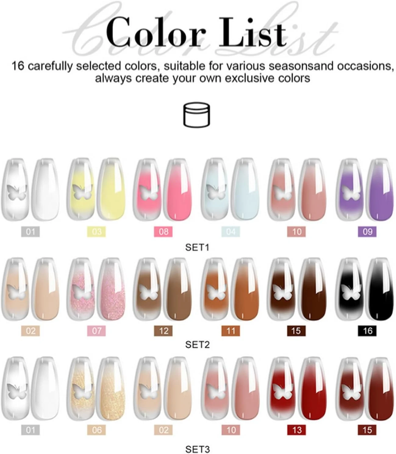 ژل ناخن - کیت ژل هنری طراحی گرادیان طبیعی برای ناخن - کیت چسب جامد مجسمه سازی حرفه ای طبیعی برای مسافرت، خانه، سالن، بانوان، خانواده، همکاران، مبتدیان