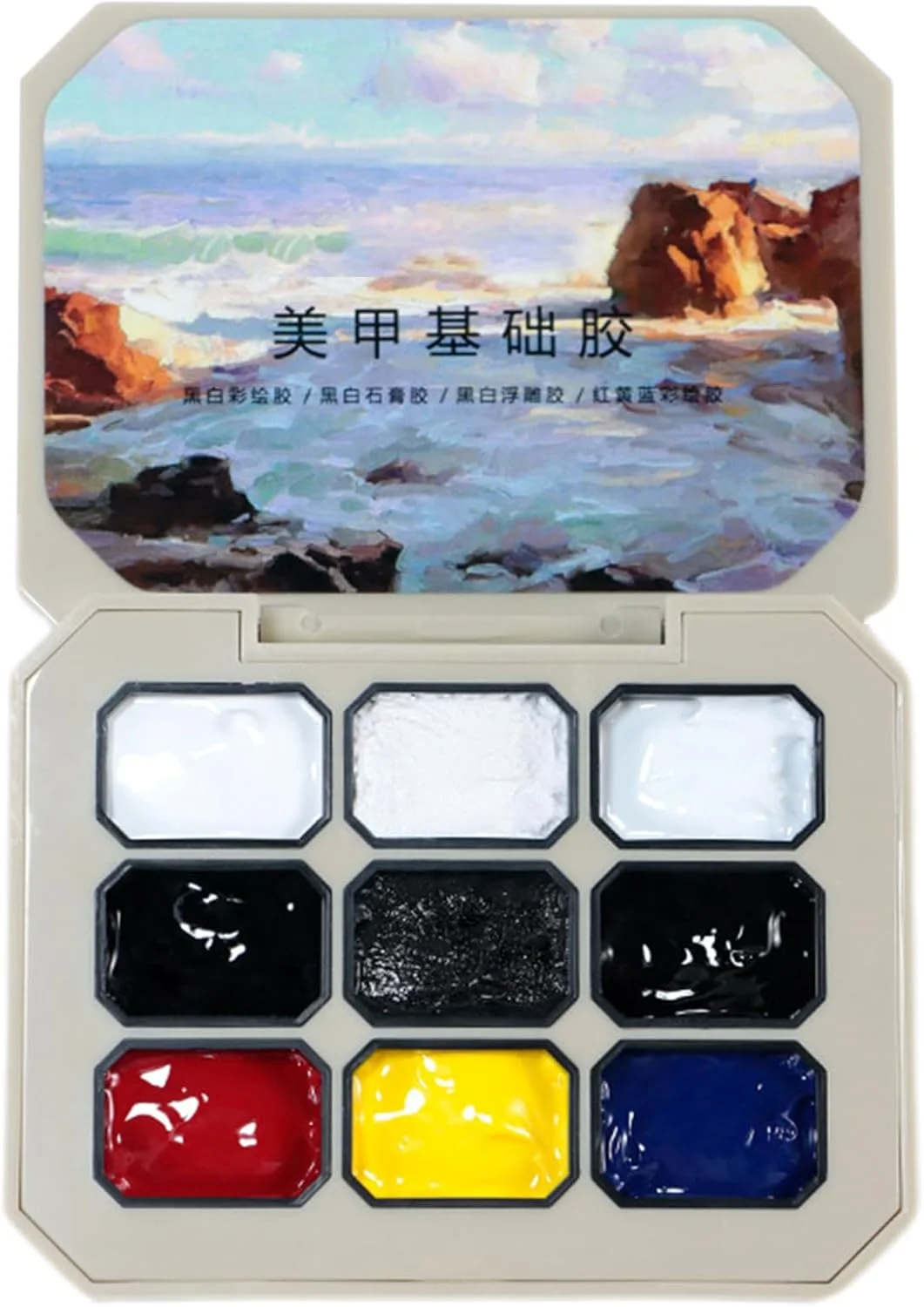 پالت لاک ژل جامد، پالت لاک ژل ۹ رنگ، ست پالت لاک ژل پاستلی، کیت چسب طراحی ناخن مناسب مانیکور فرانسوی، اکستنشن، سالن، هدیه تولد، تعطیلات و مانیکور خانگی